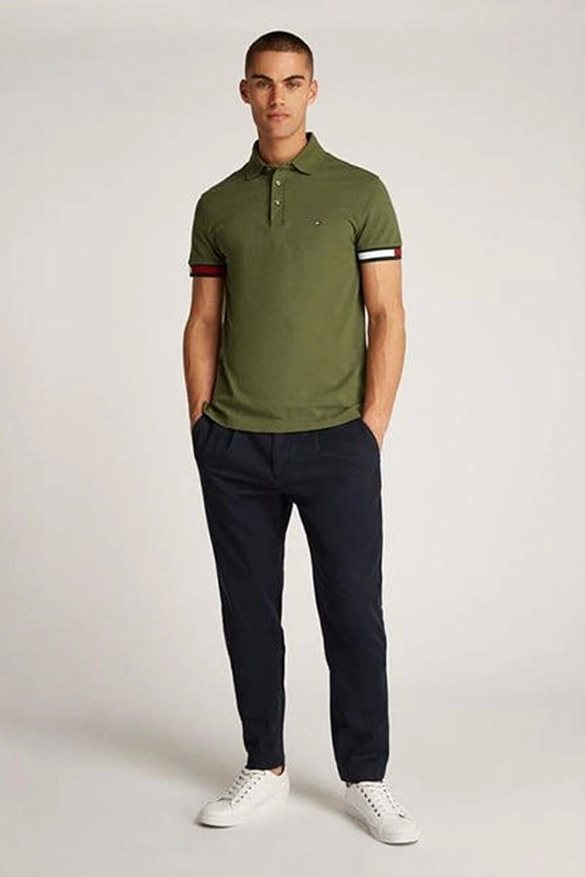 Tommy Hilfiger Erkek Haki Polo Yaka T-Shirt