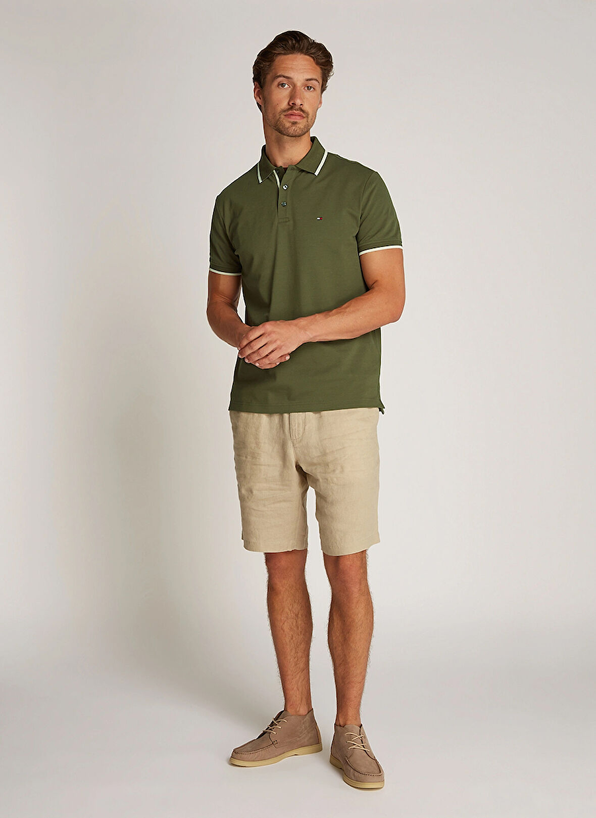 Tommy Hilfiger Koyu Haki Erkek Polo T-Shirt MW0MW37514RBN