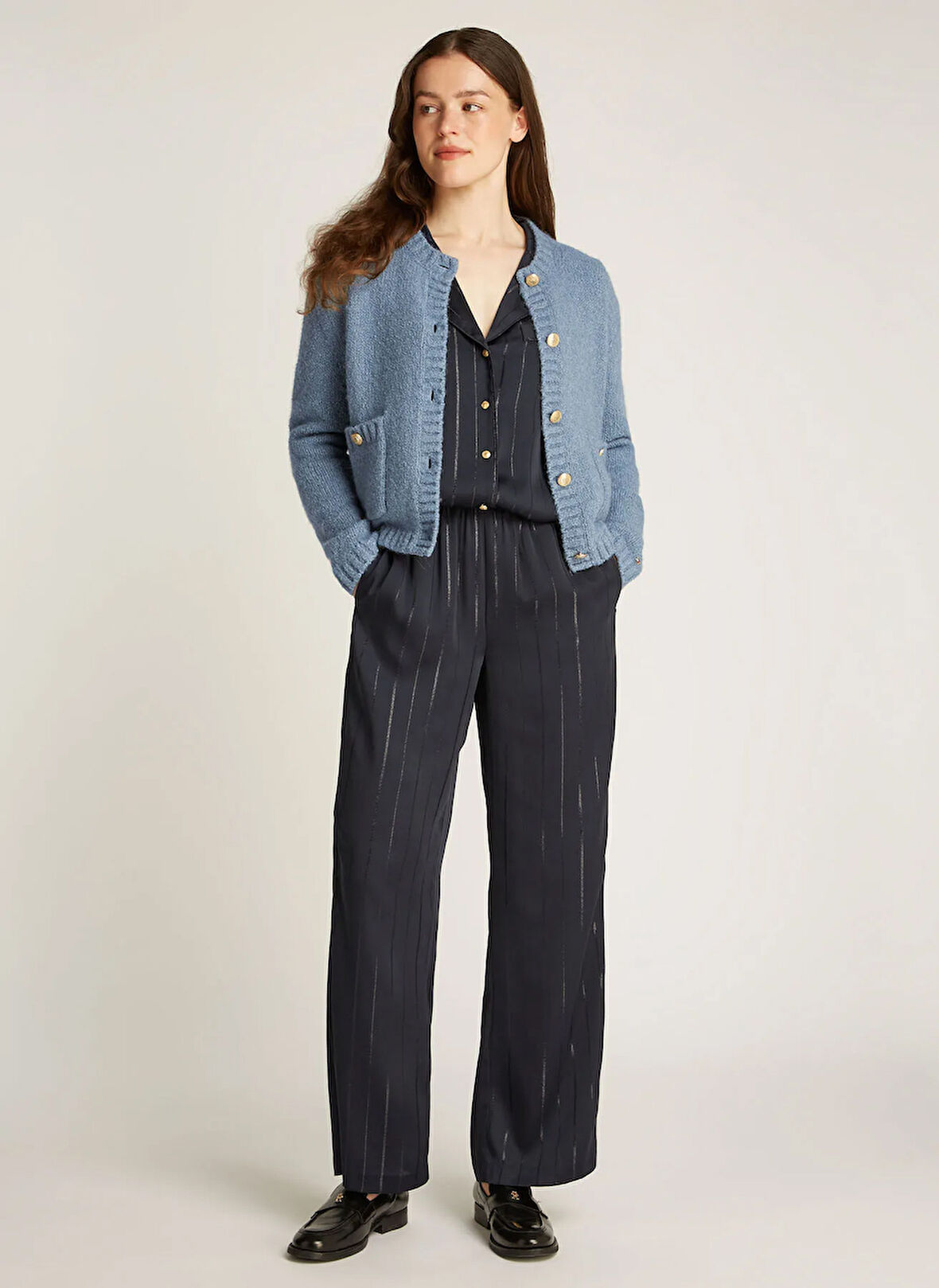 Tommy Hilfiger Bisiklet Yaka Normal Mavi Kazak Kadın WW0WW44473DY9