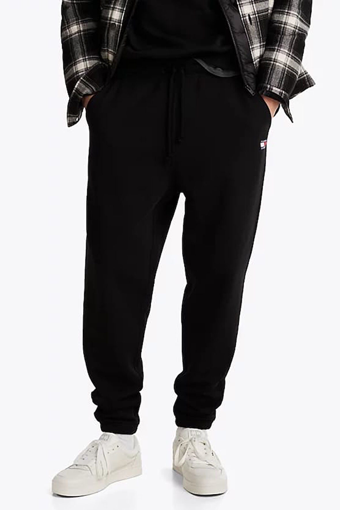 Erkek TJM Tommy Rozet Bağcıklı Jogger Pantolon - Siyah | XL