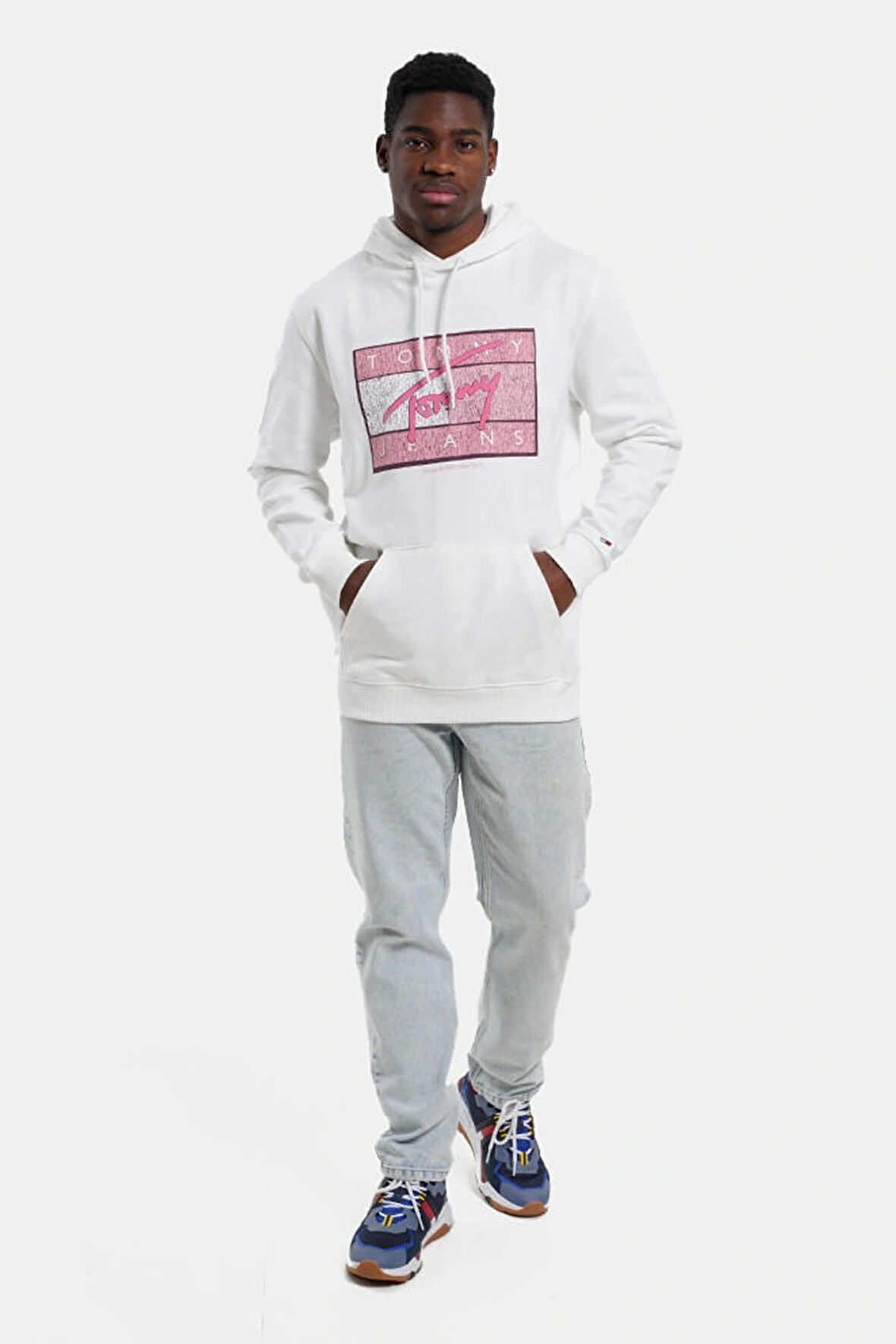 Tommy Hilfiger Logolu Erkek Beyaz Sweatshırt