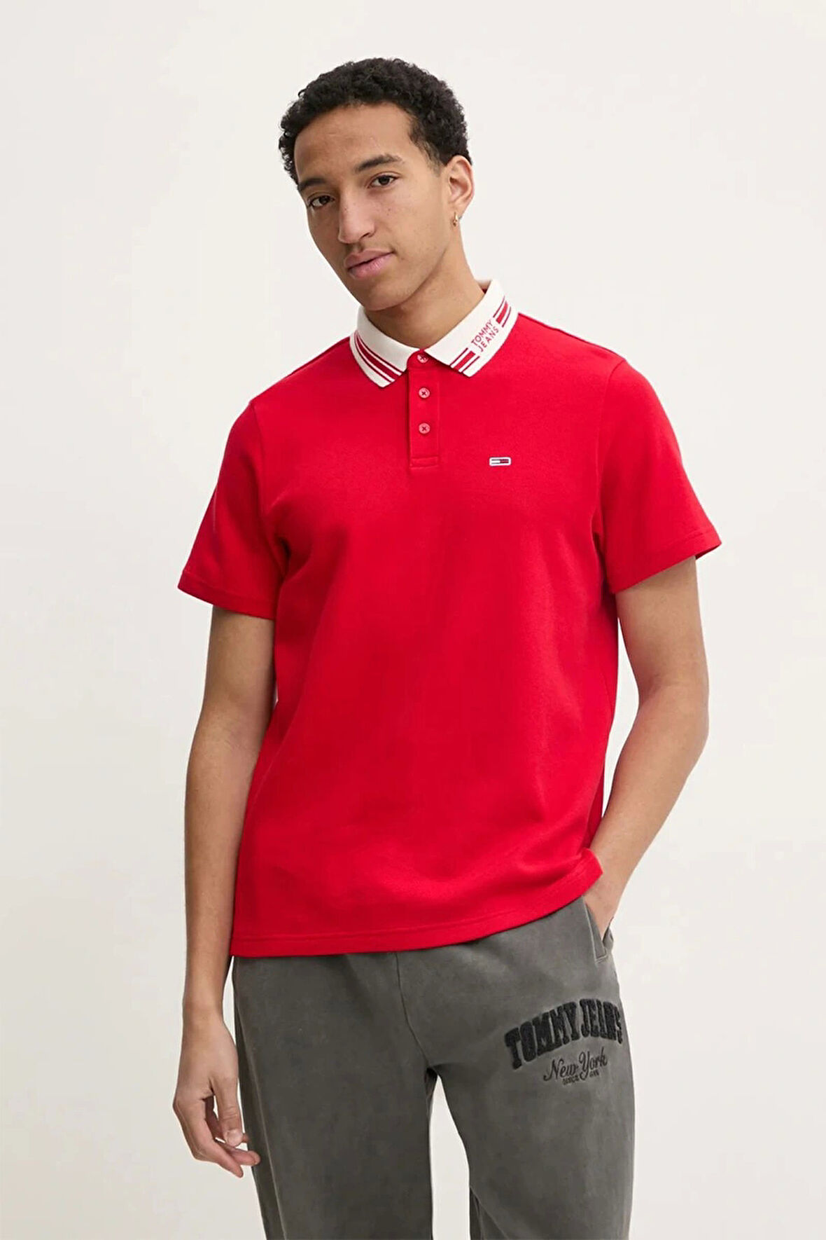 Tommy Hilfiger Erkek Kırmızı Regular Fit Polo Yaka T-Shirt