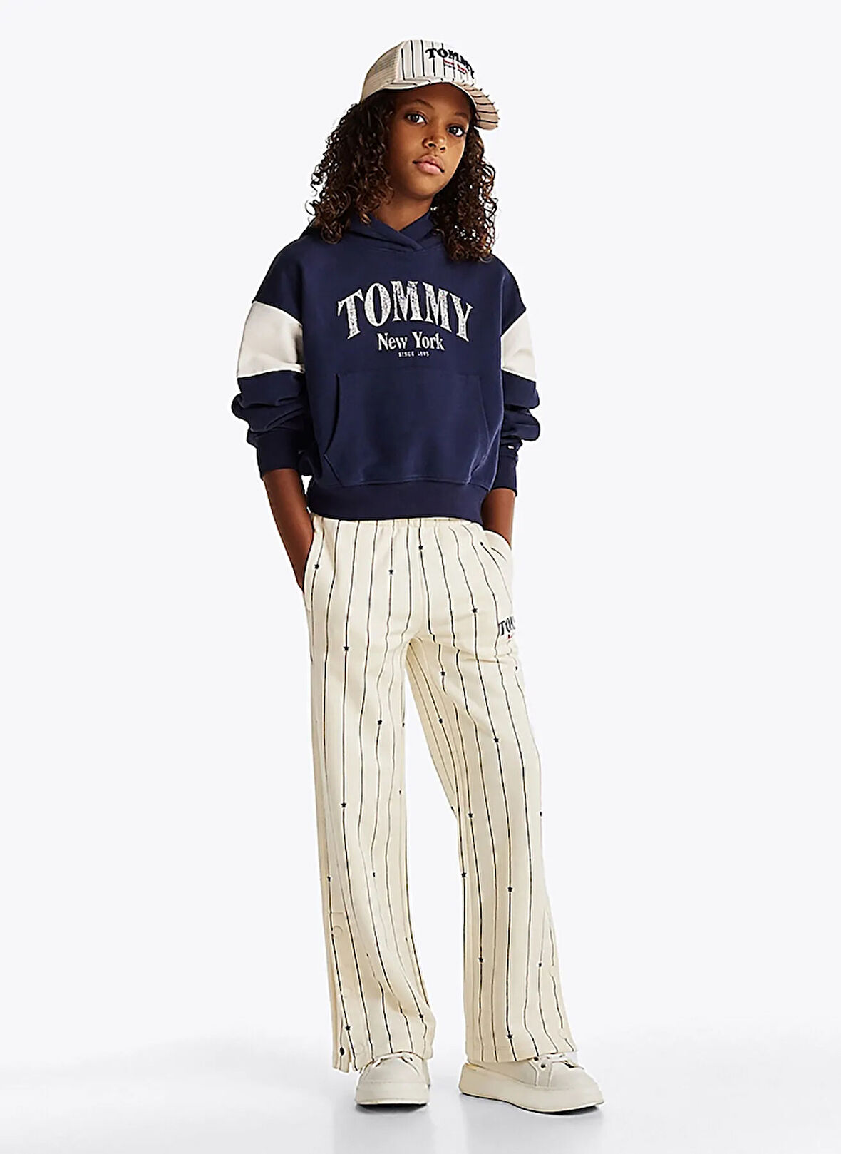 Tommy Hilfiger Geniş Paça Ekru Kız Çocuk Eşofman Altı KG0KG083060FA