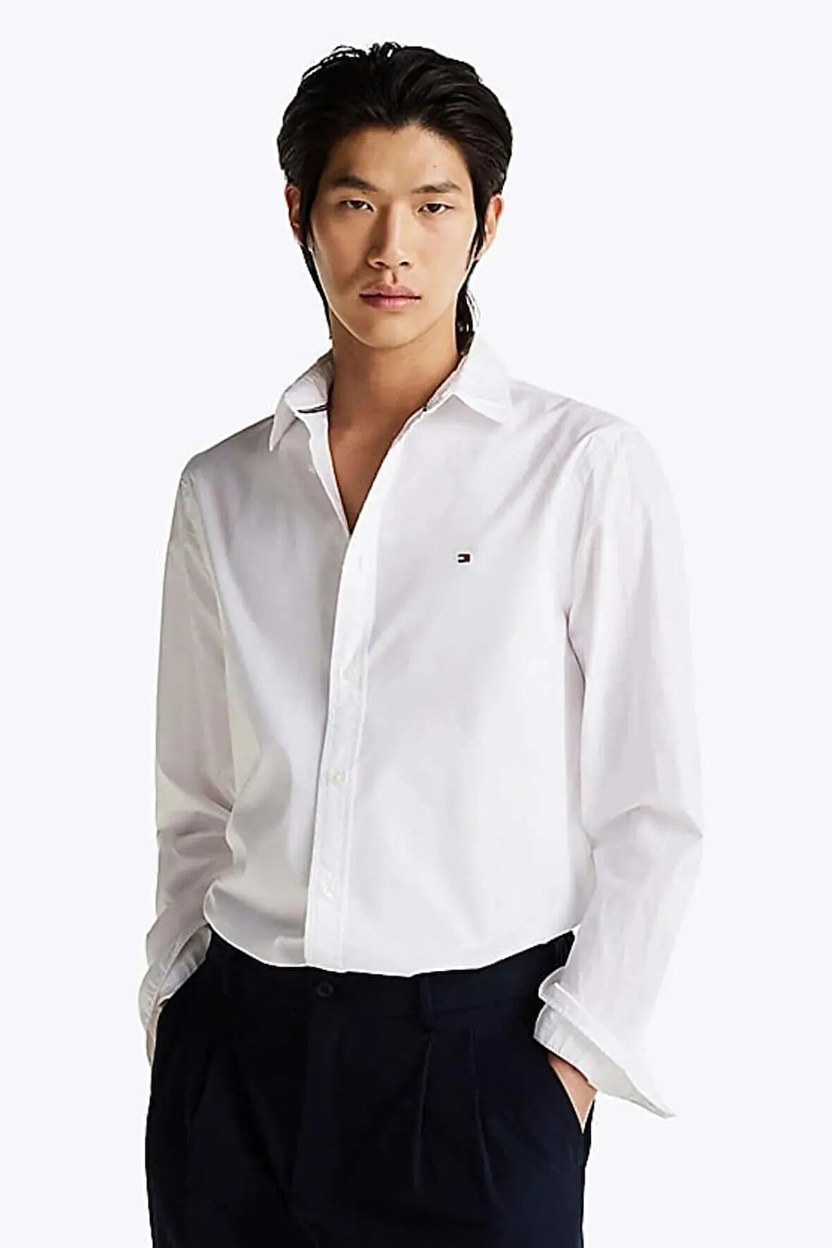 FLEX POPLIN KENT COLLAR SF SHIRT Erkek Beyaz Gömlek - MW0MW38137