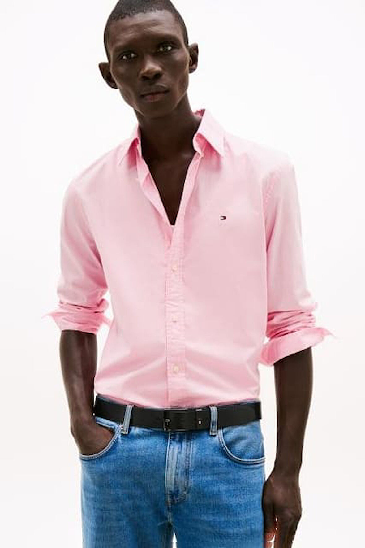 Erkek Regular Fit Düğmeli Yaka Poplin Gömlek - Pembe | M