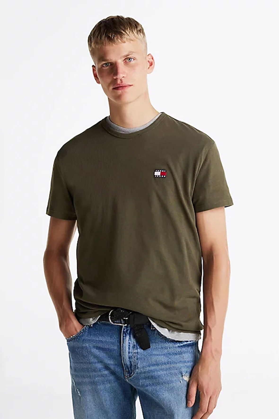 Erkek Badge Crew T-Shirt - Yeşil | XS