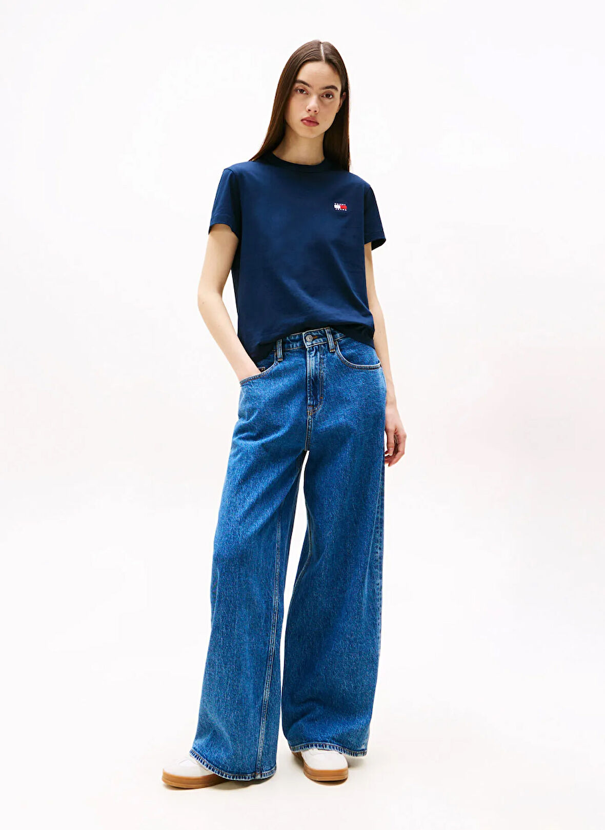 Tommy Jeans Bisiklet Yaka Mavi Kadın T-Shirt DW0DW20153C1G