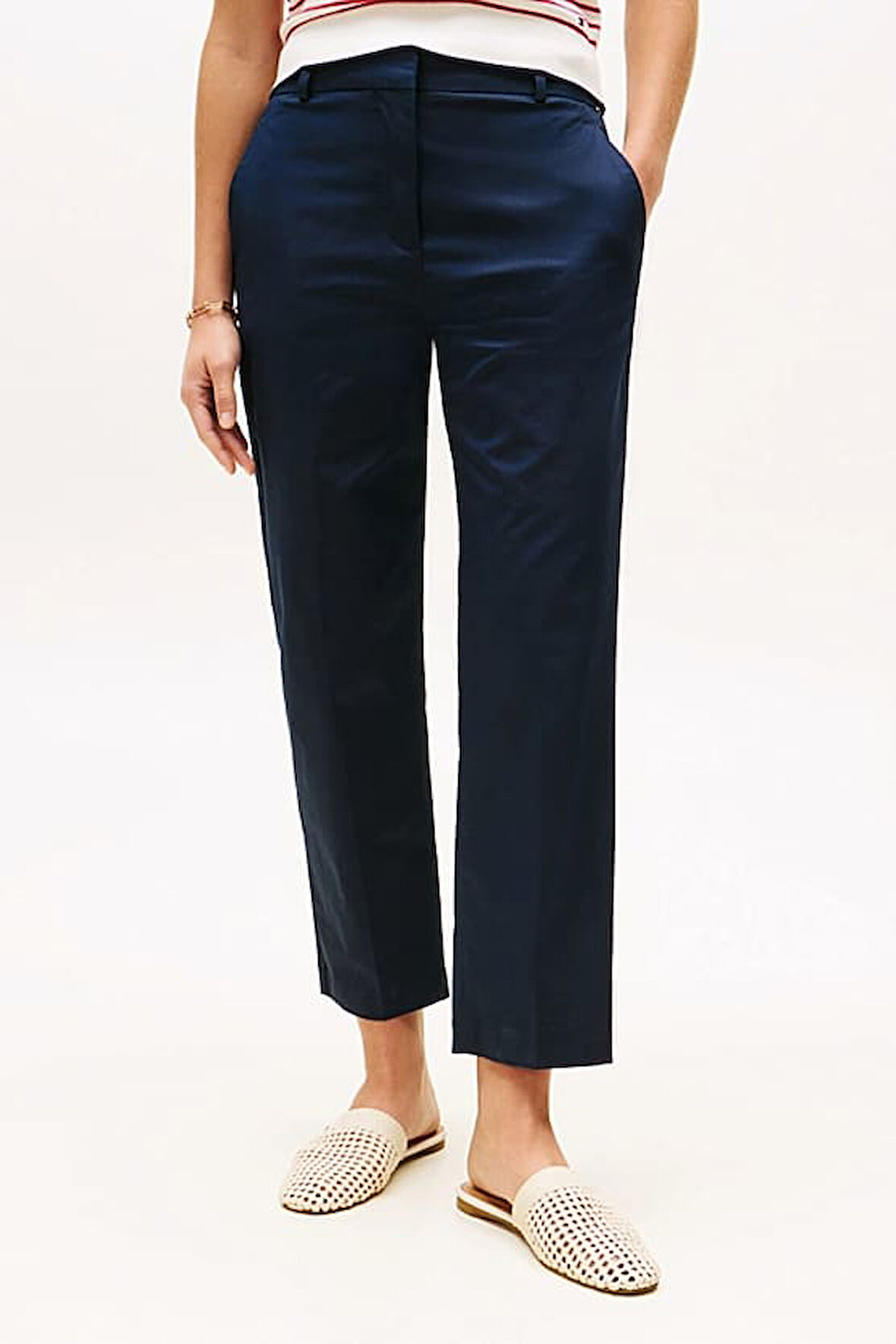 Kadın Slim Straight Fit Chino Pantolon - Lacivert | 40