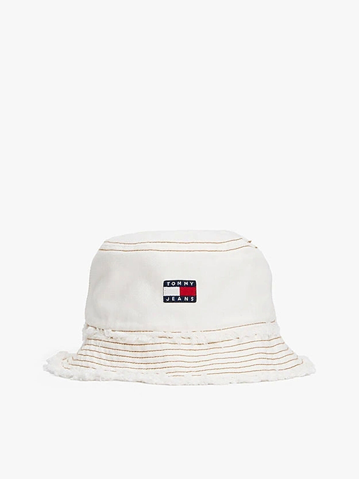 Tommy Hilfiger Kadın  Beyaz Miras Yıpranmış Kot Kova Şapka