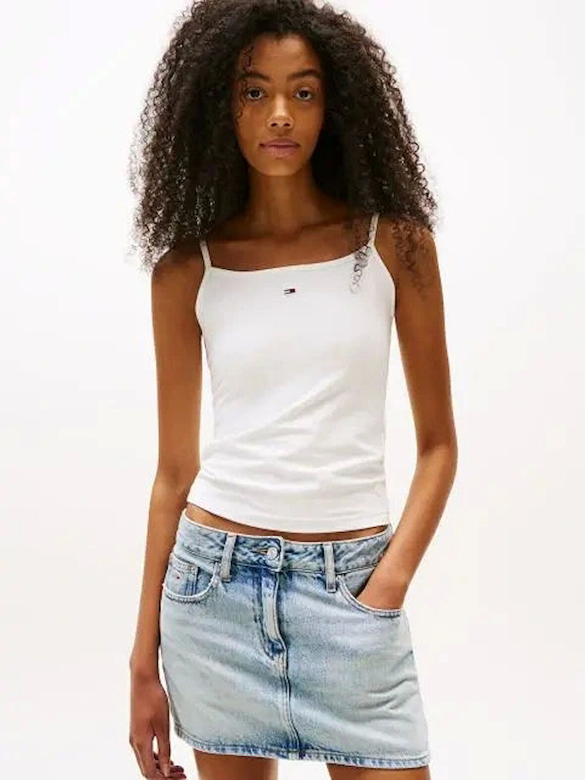 Tommy Jeans Kadın  Bisiklet Yaka Beyaz  T-Shirt