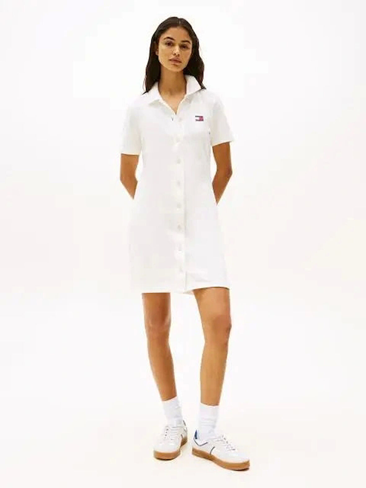 Tommy Hilfiger Kadın  Beyaz Pique Polo Elbise