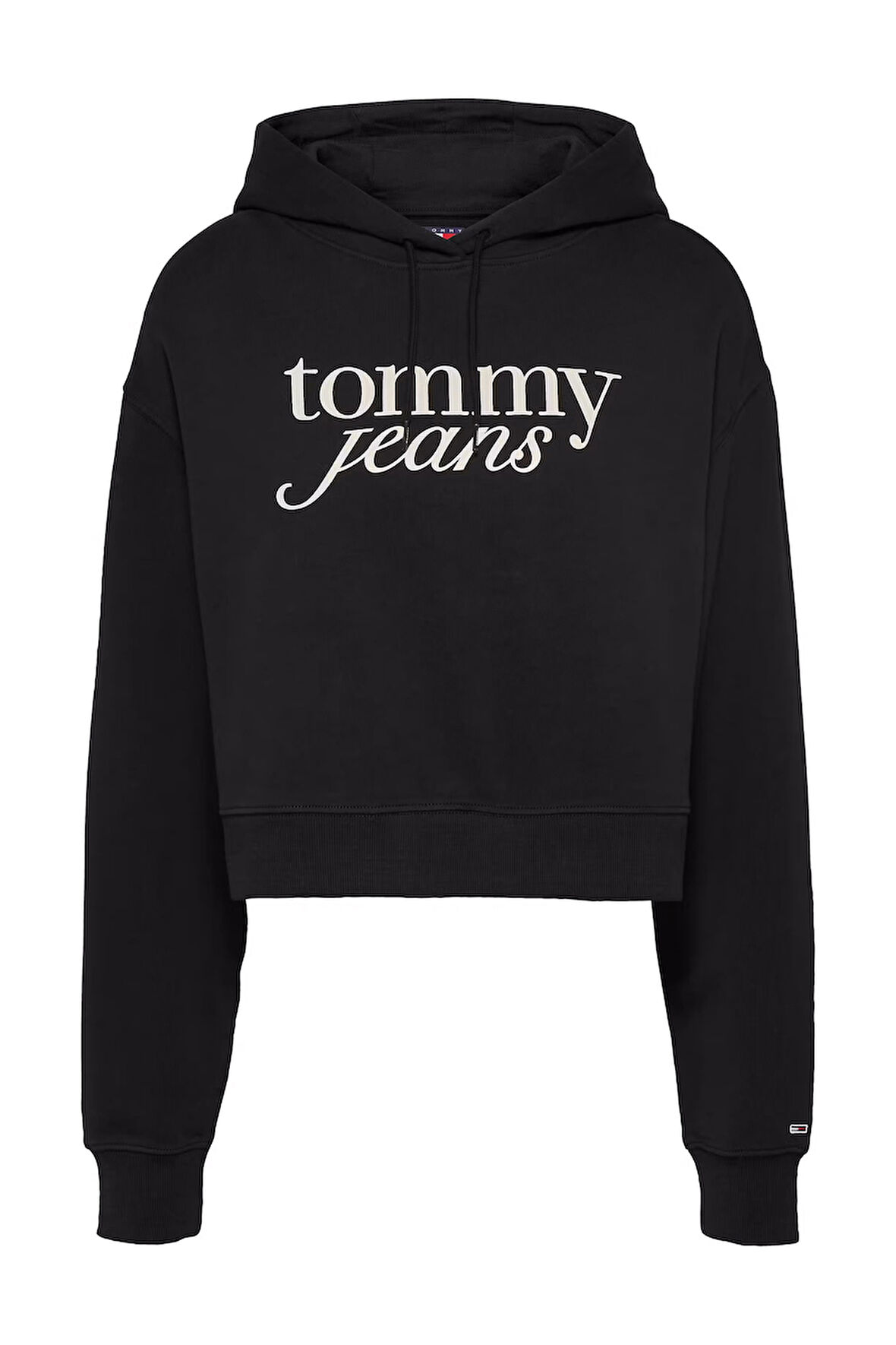 Kadın Tjw Script Logo Kapüşonlu Sweatshirt - Siyah | XS