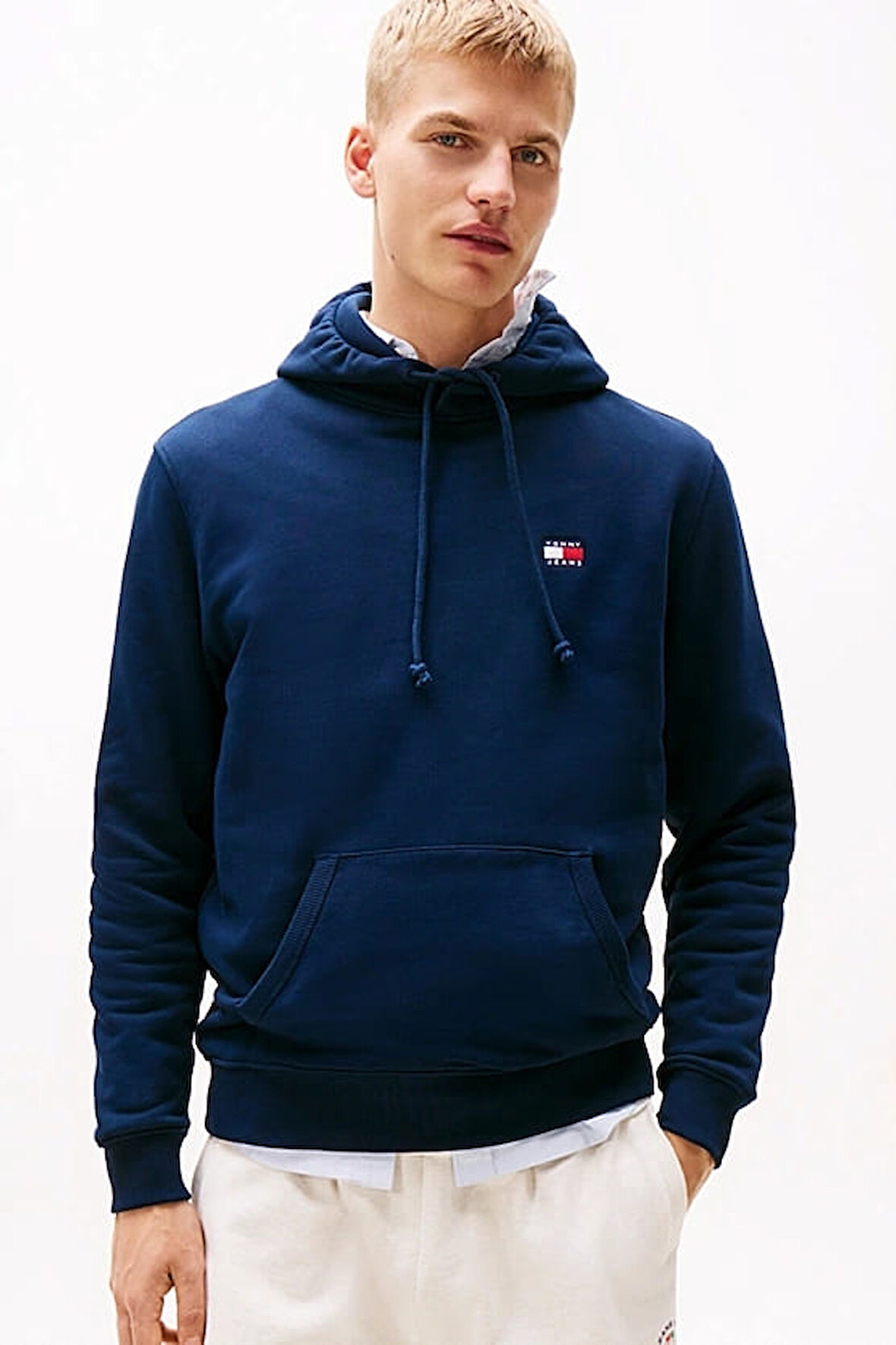 Erkek Reg Badge Kapüşonlu Sweatshirt - Lacivert | XL