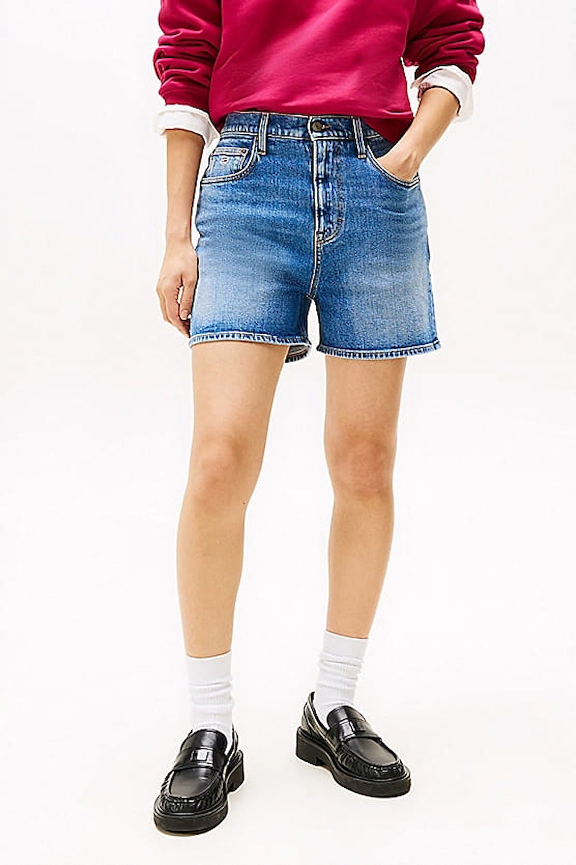 Kadın Th Regular Denim Mom Şort - Mavi | 26