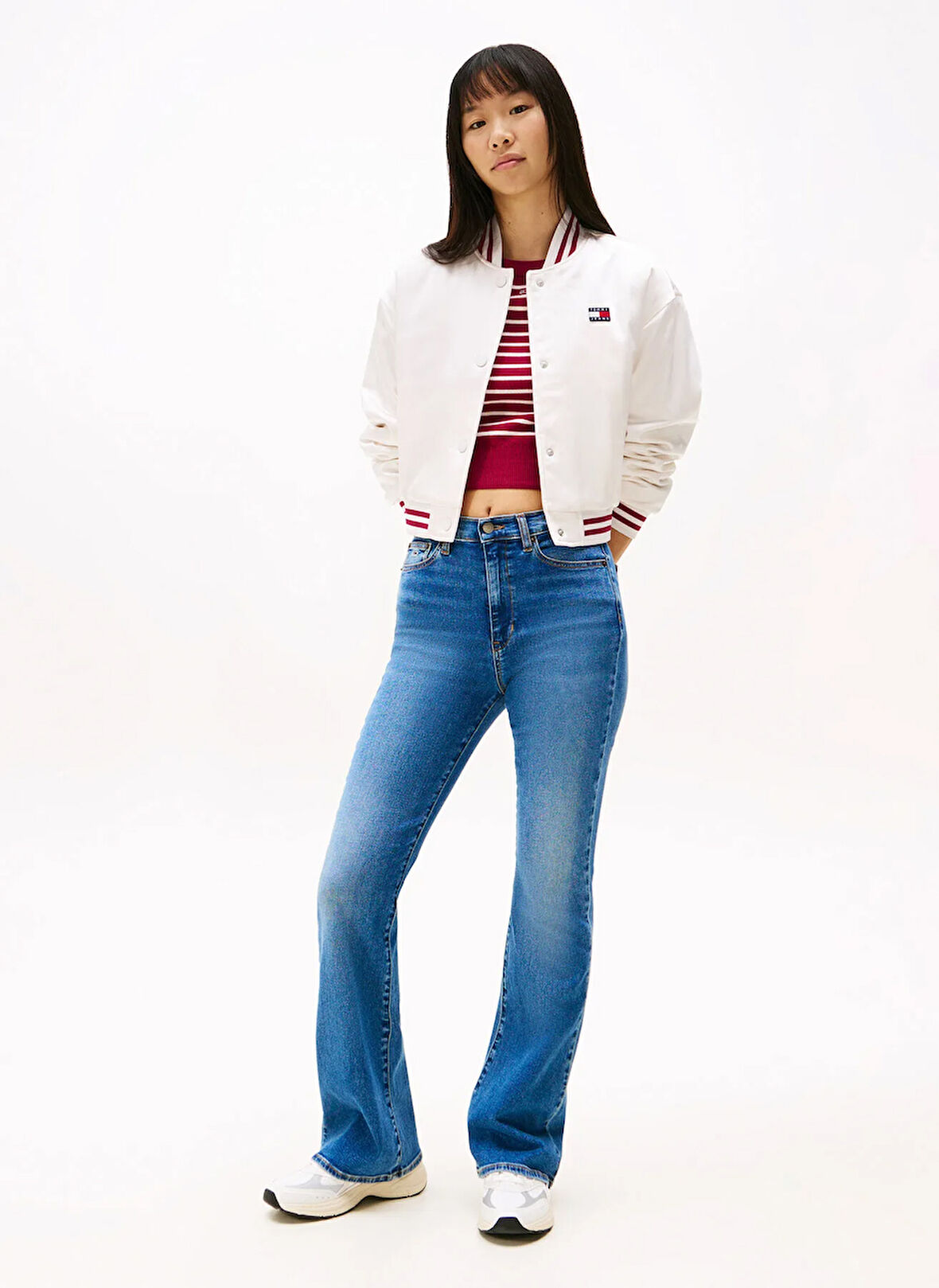 Tommy Jeans Yüksek Bel Düz Paça Standart Koyu Mavi Kadın Denim Pantolon DW0DW206541A5