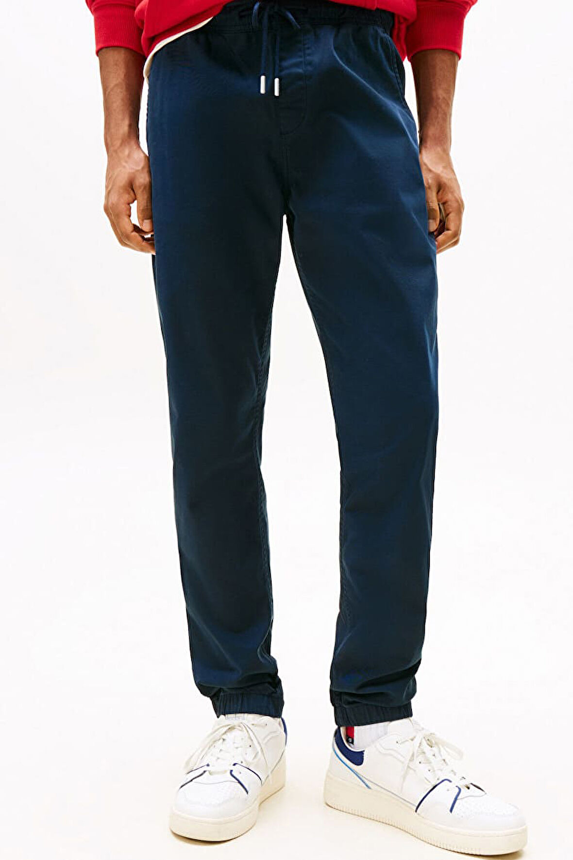 Erkek Beli Bağcıklı Paçası Lastikli Esnek Pamuklu Jogger Pantolon - Lacivert | 32/32