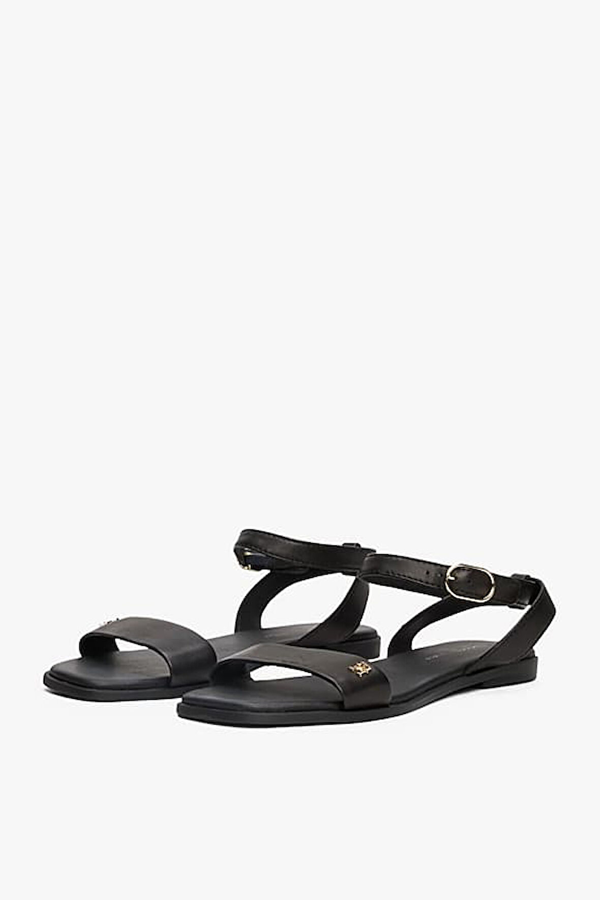 Kadın Th Ankle Strap Deri Sandalet - Siyah | 39