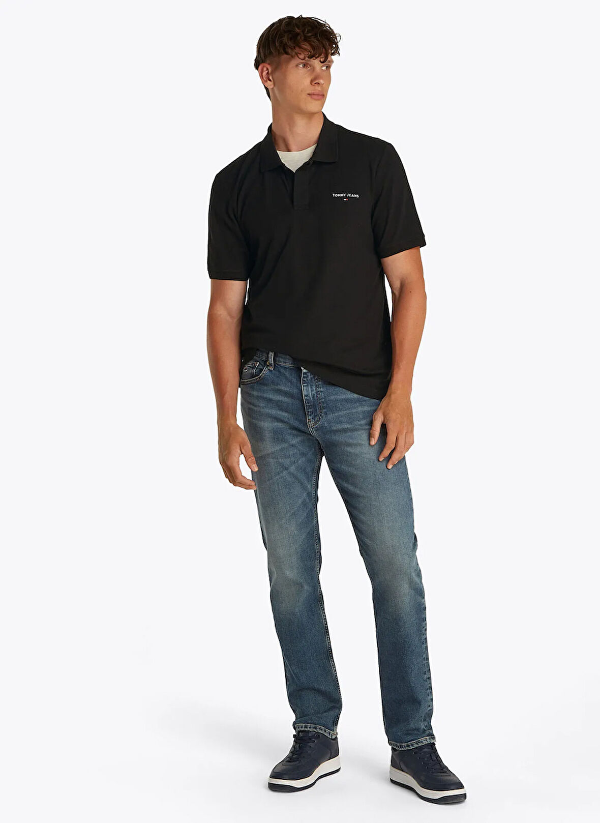 Tommy Jeans Siyah Erkek Polo T-Shirt DM0DM20914BDS TJM REG LINEAR POLO