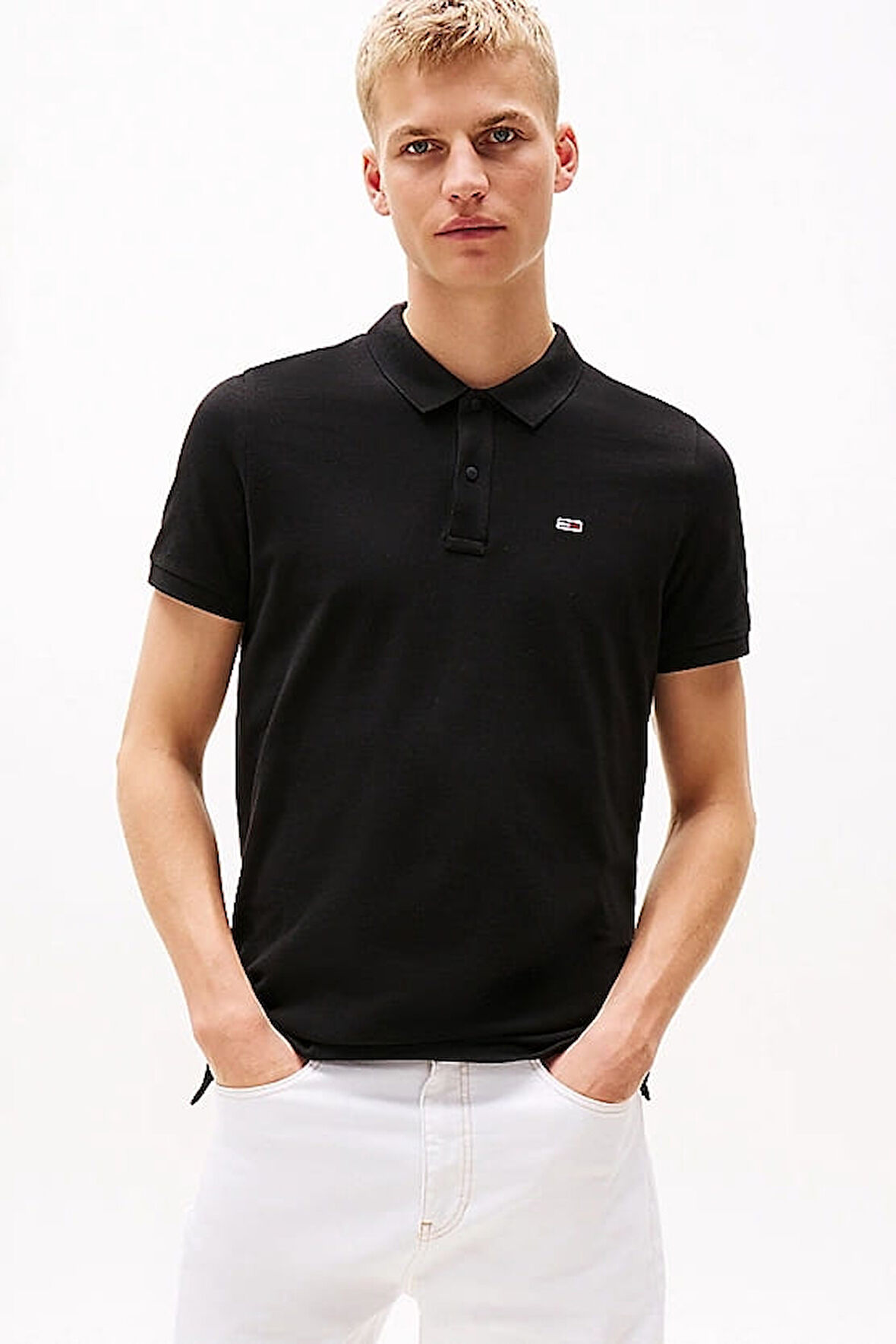 Erkek Tjm Tek Renk Polo T-Shirt - Siyah | XS