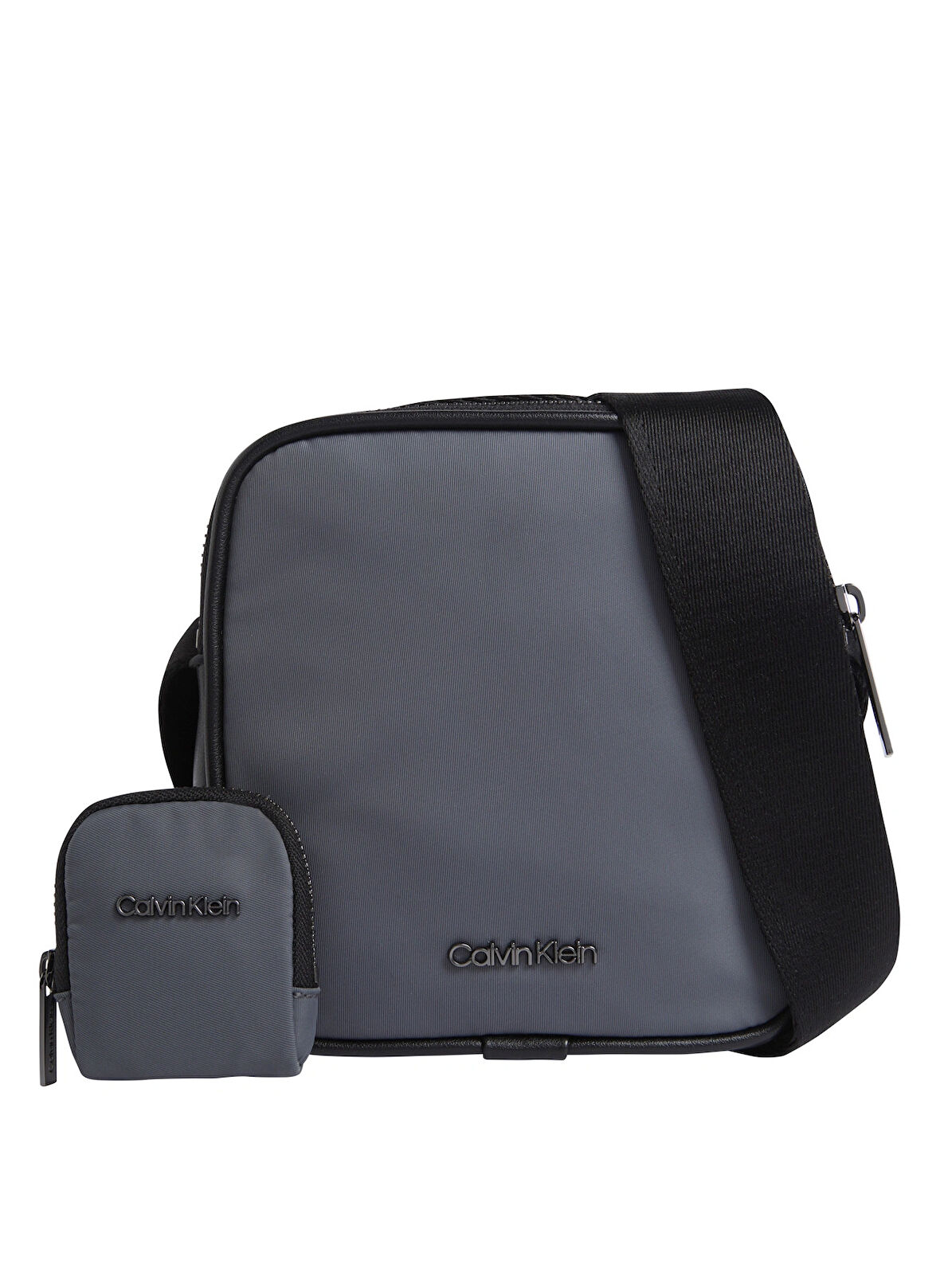 Calvin Klein Gri Erkek Postacı Çantası CK EST. NYLON CUBE REPORTER+CASE