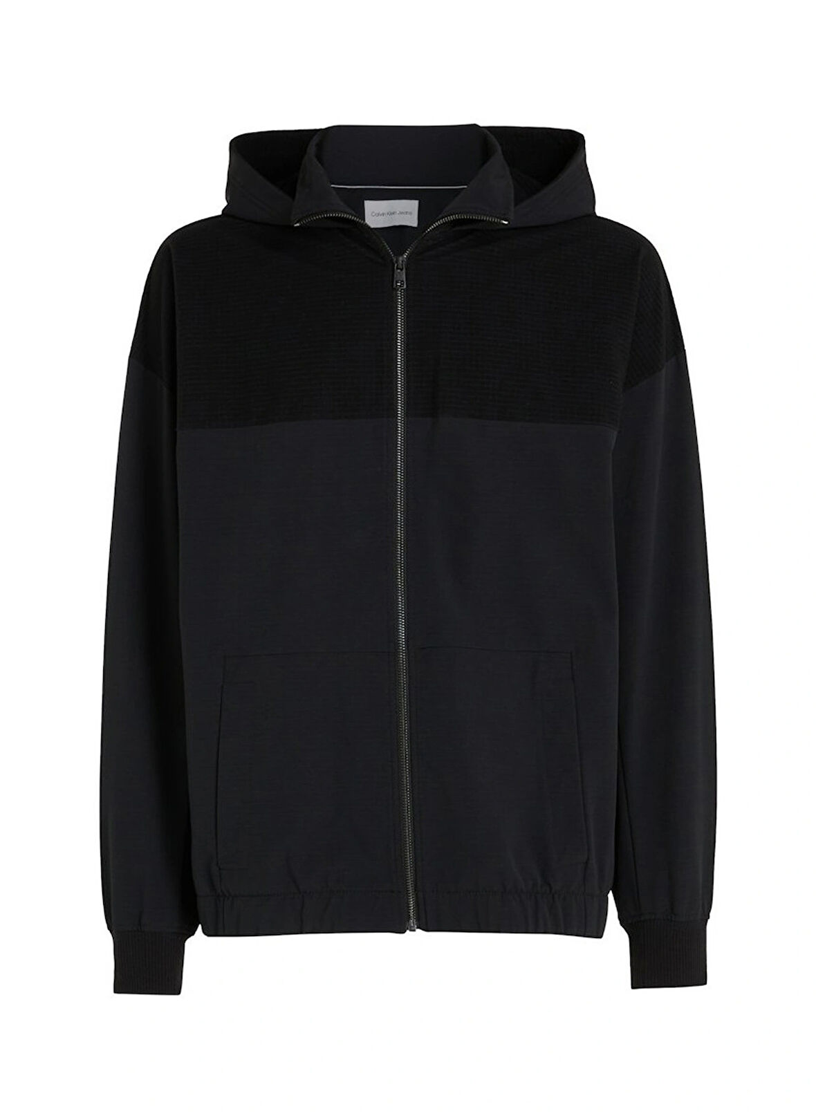 Calvin Klein Jeans Kapüşon Yaka Siyah Erkek Sweatshırt J30J325625BEH TECH. GRID ZIP THROUG