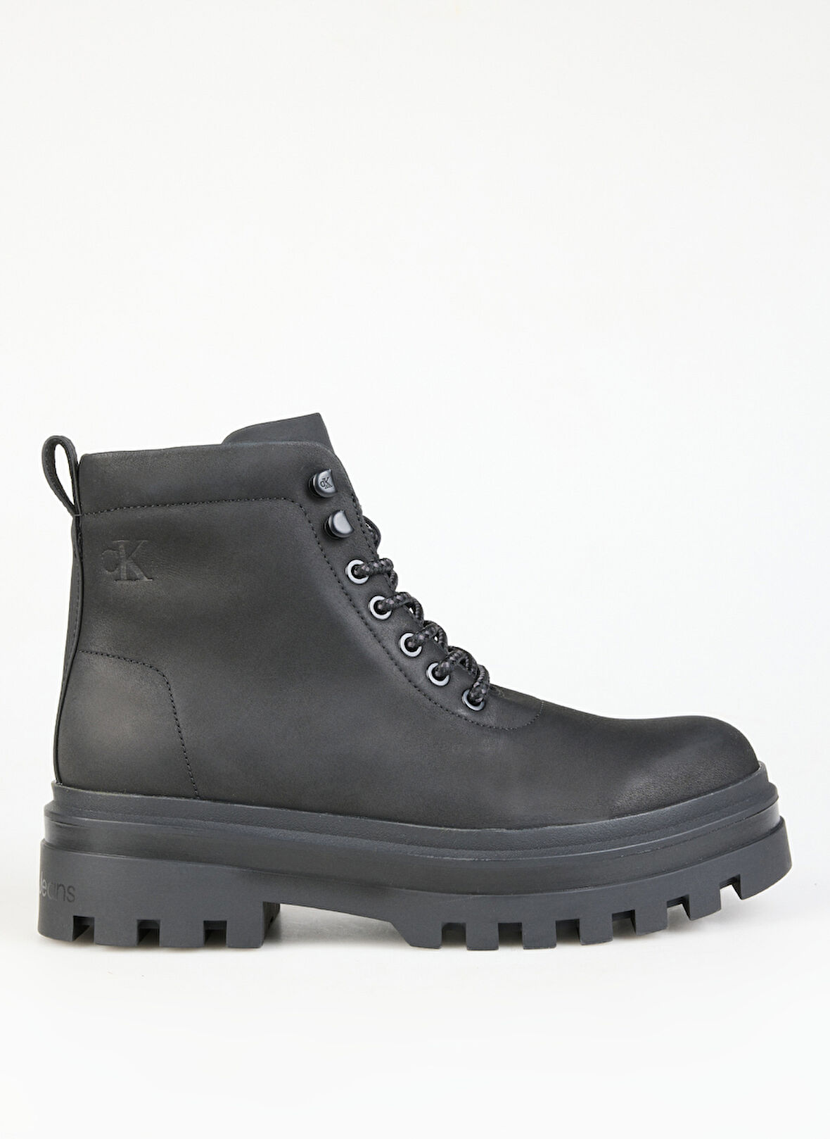 Calvin Klein Deri Siyah Erkek Bot LUGGED BOOT LACEUP REBELLIOUS