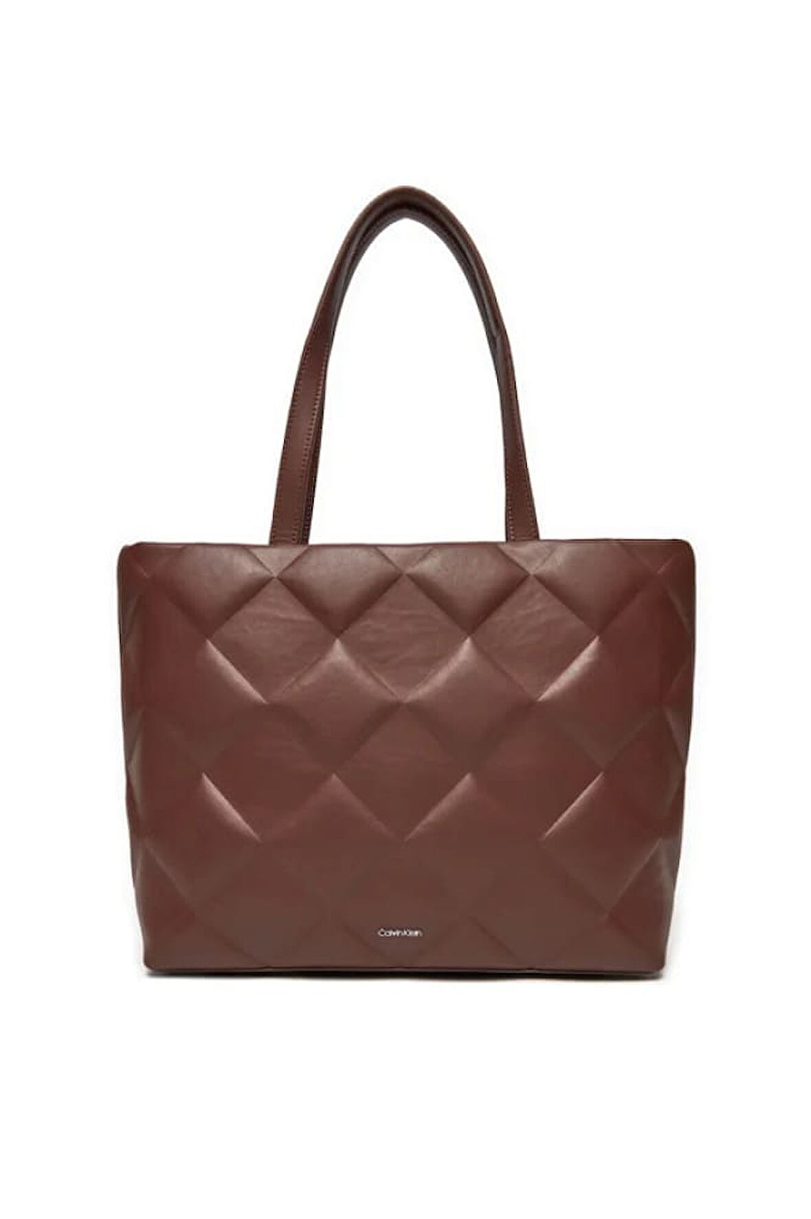 Kadın Ck Diamond Quilt Medium Shopper Omuz Çantası - Bordo | undefined