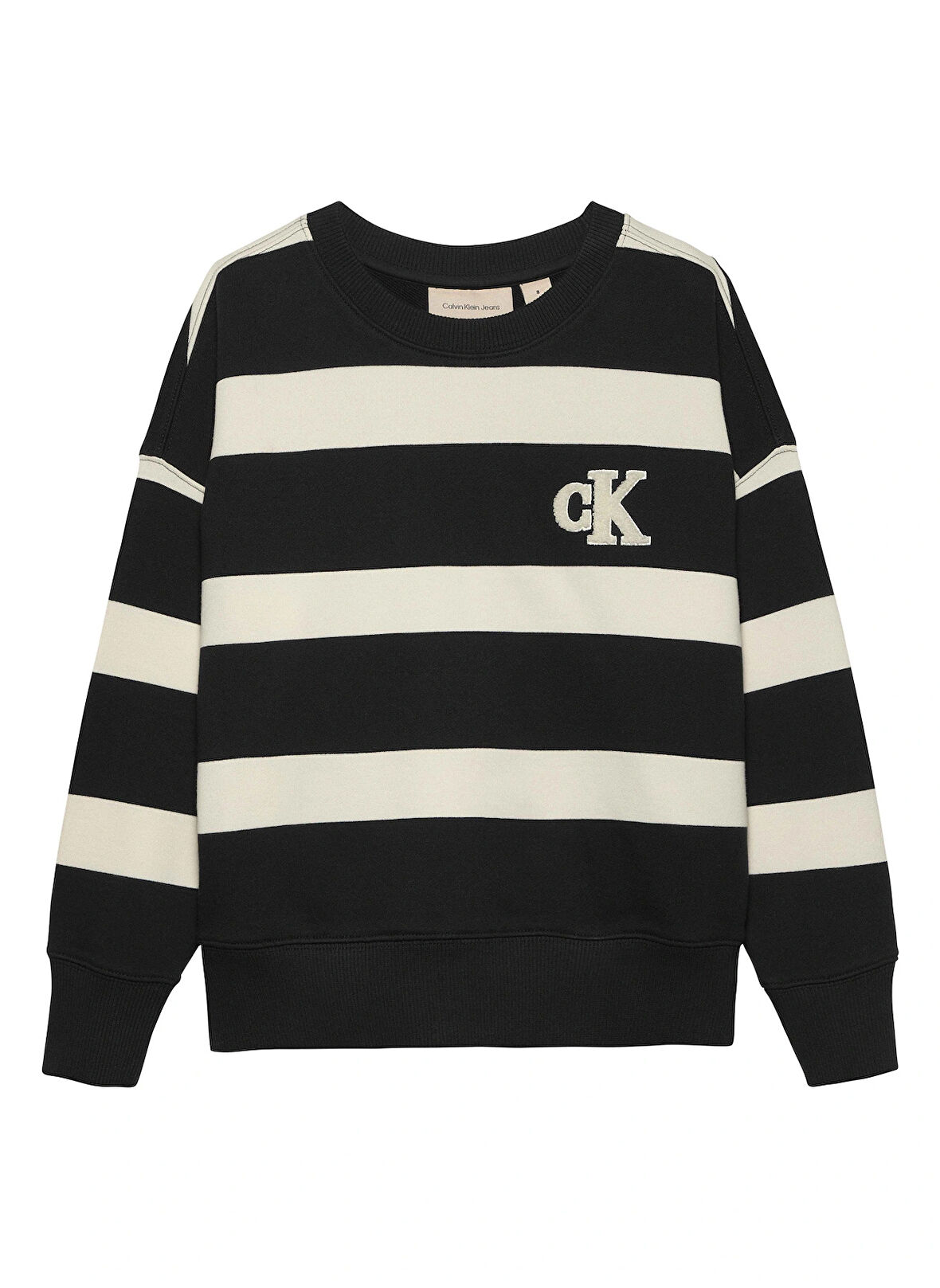 Calvin Klein Çizgili Erkek Siyah Sweatshırt IB0IB022060AS