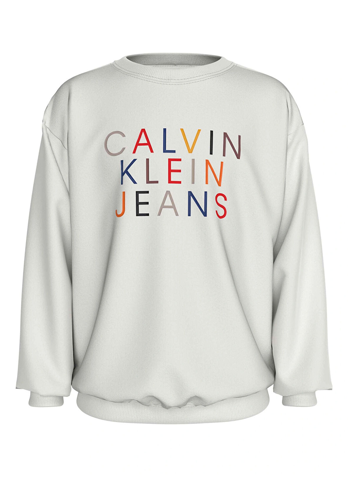 Calvin Klein Baskılı Erkek Çocuk  Beyaz Sweatshırt IB0IB02204YBI