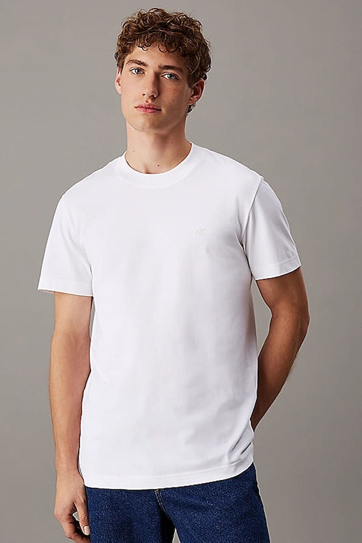 Erkek Ck Heavy Jersey T-Shirt - Beyaz | XS