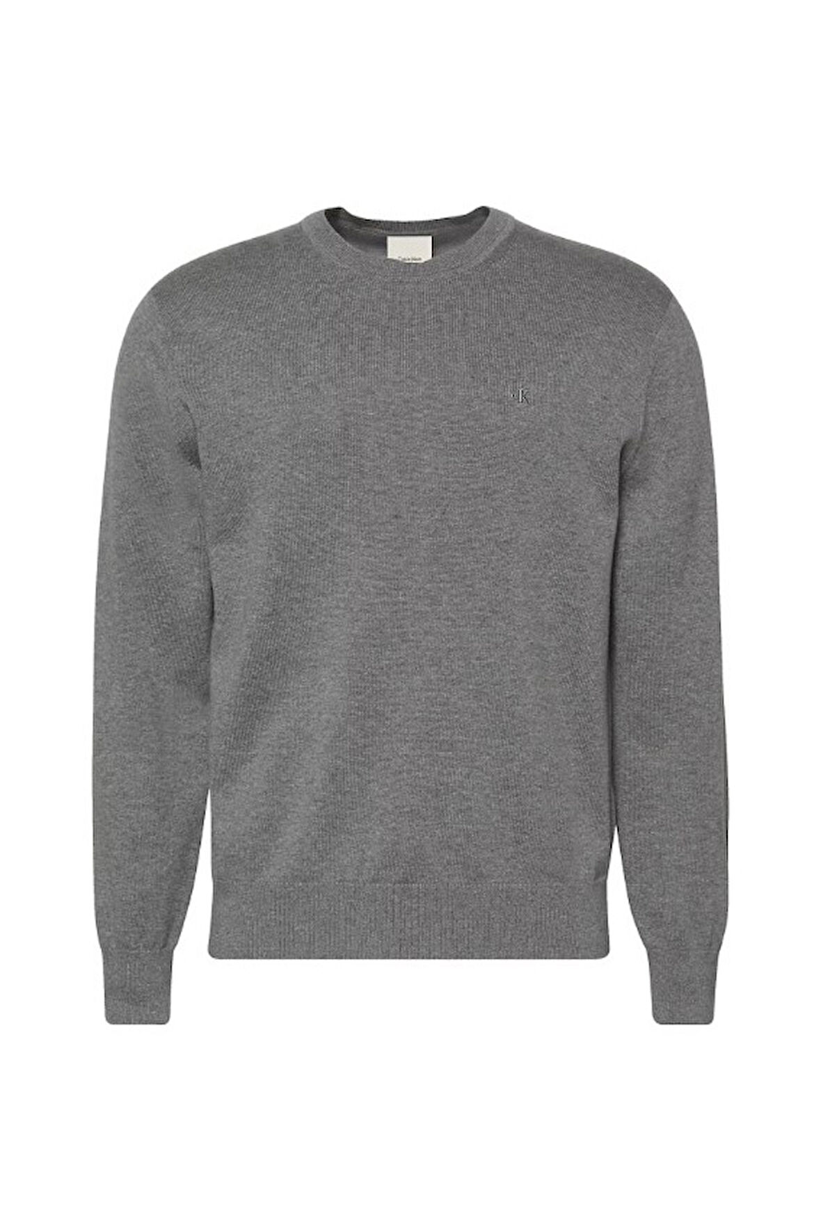 Erkek Bisiklet Yaka Supima Pamuklu Triko Kazak - Gri | L