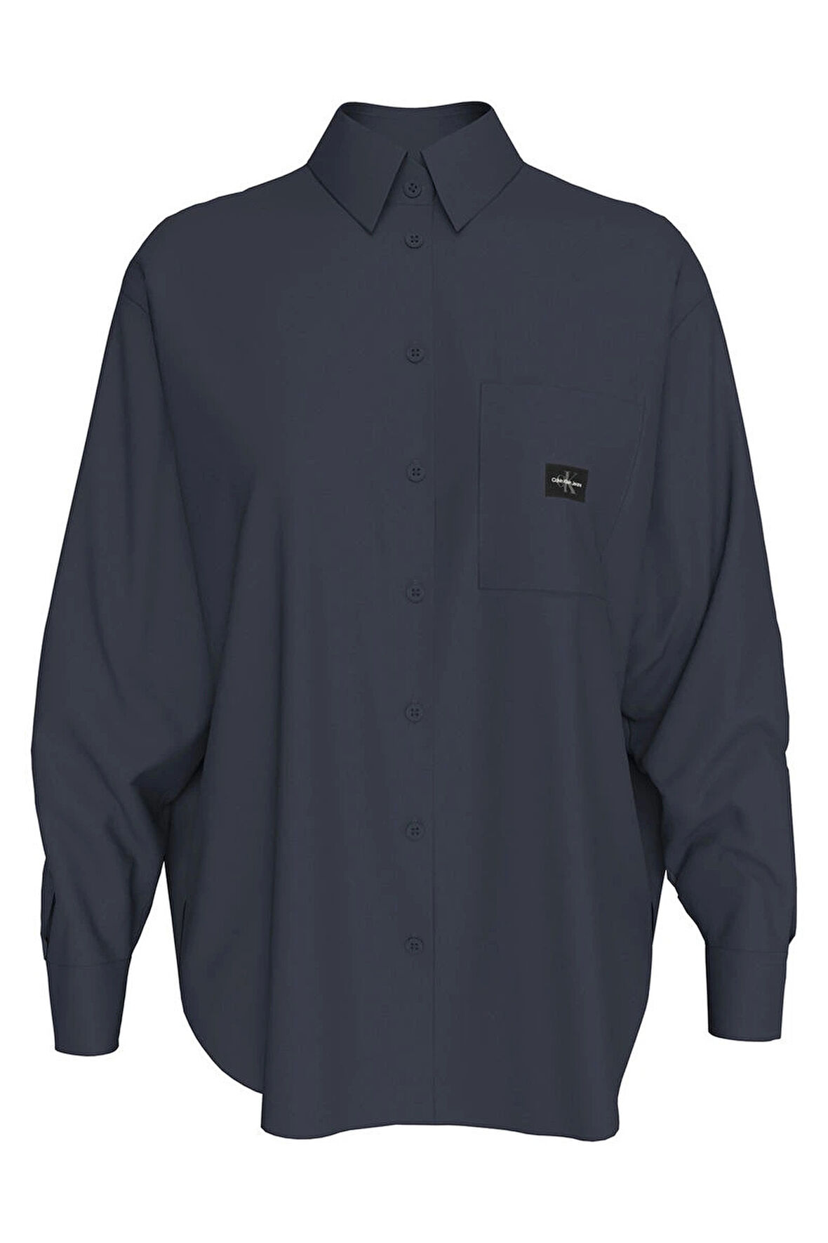 Calvin Klein Kadın Monogram Pamuklu Lacivert Gömlek