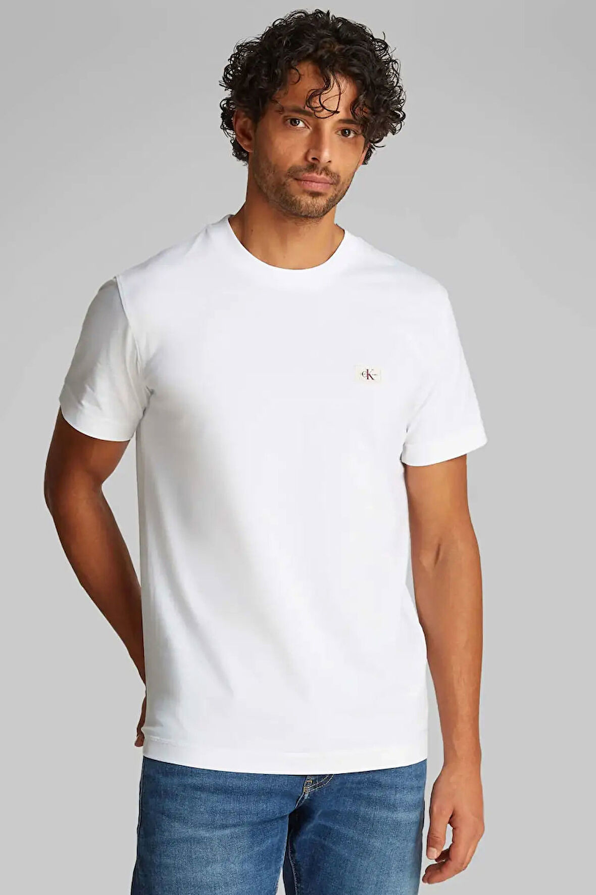 Erkek Ck Woven Label Regular T-Shirt - Beyaz  | XL