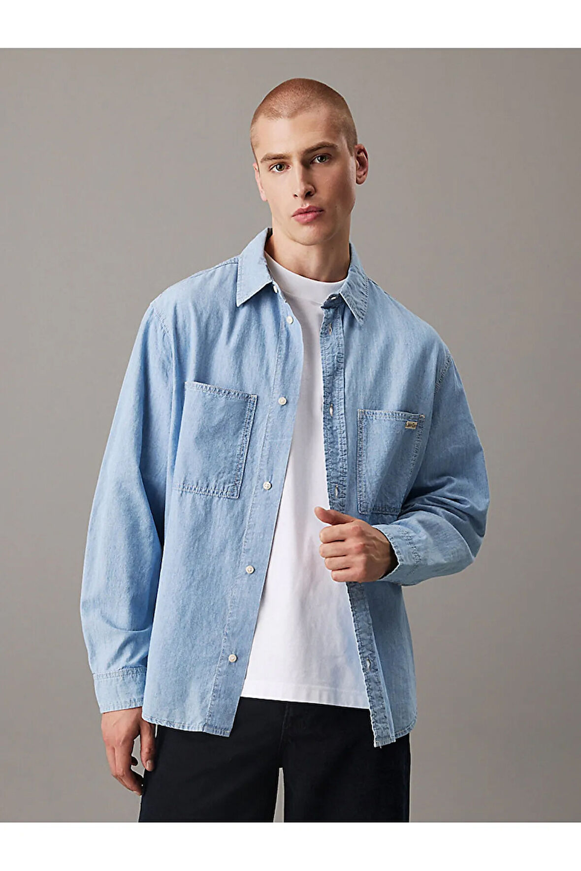 Calvin Klein Erkek Gömlek-J30J326559DENIM