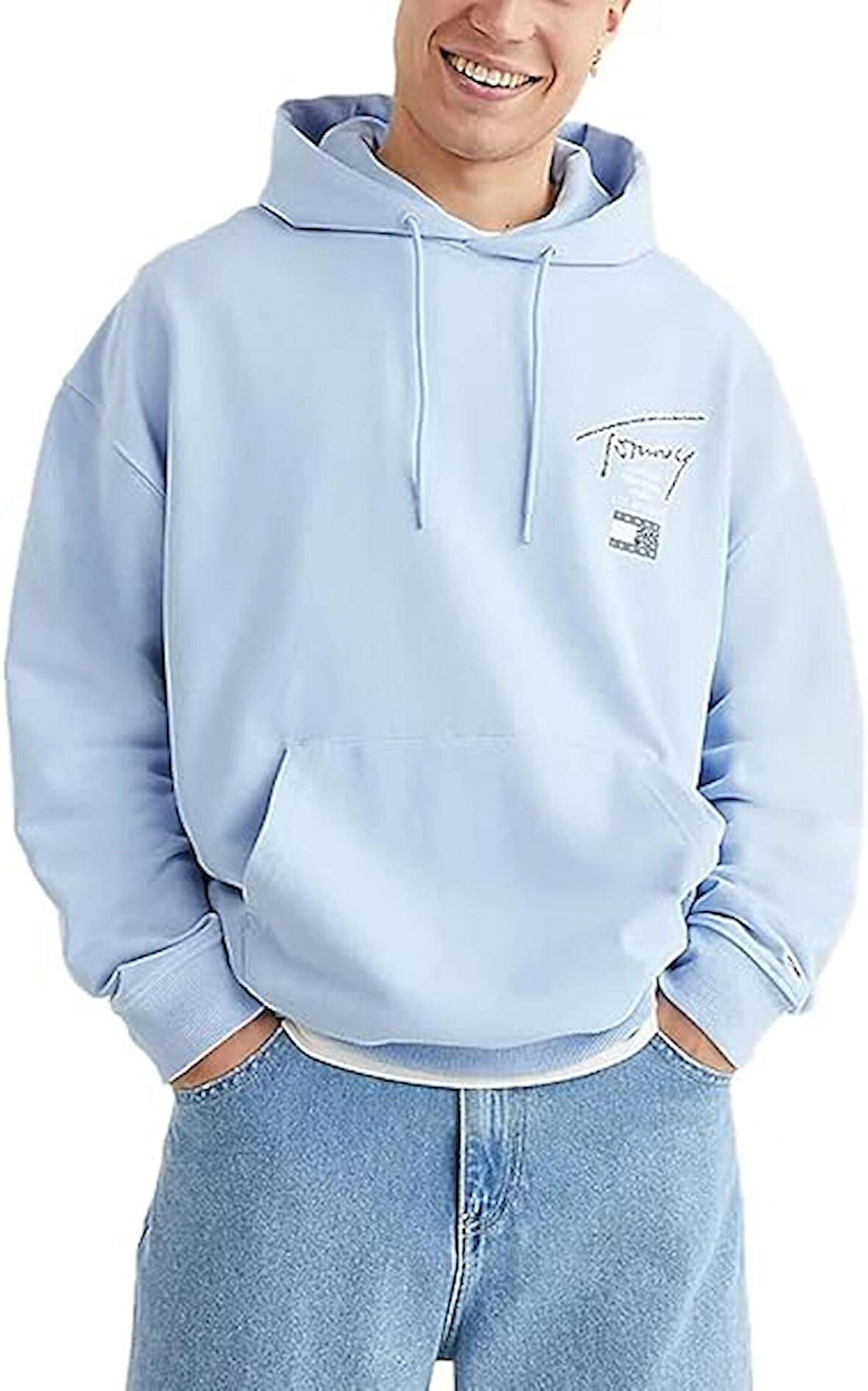 Tommy Jeans Erkek Rahat Sırtlı Logolu sweatshirt