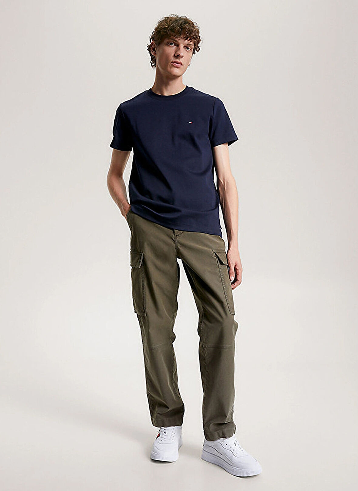 Tommy Hilfiger Bisiklet Yaka Mavi Erkek T-Shirt MW0MW33202DW5