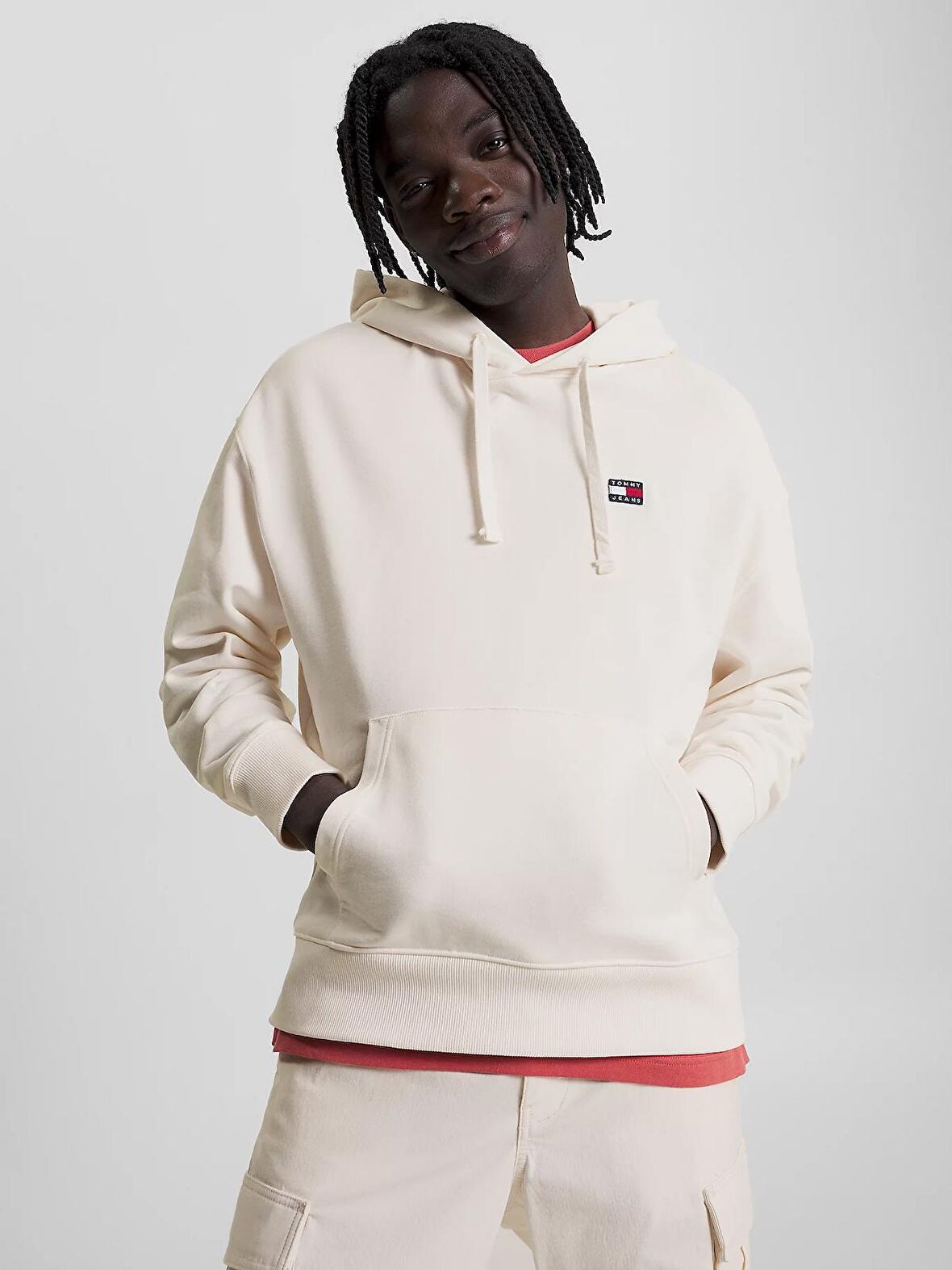 Tommy Jeans Kapüşon Yaka Beyaz Erkek Sweatshırt DM0DM16369YBH