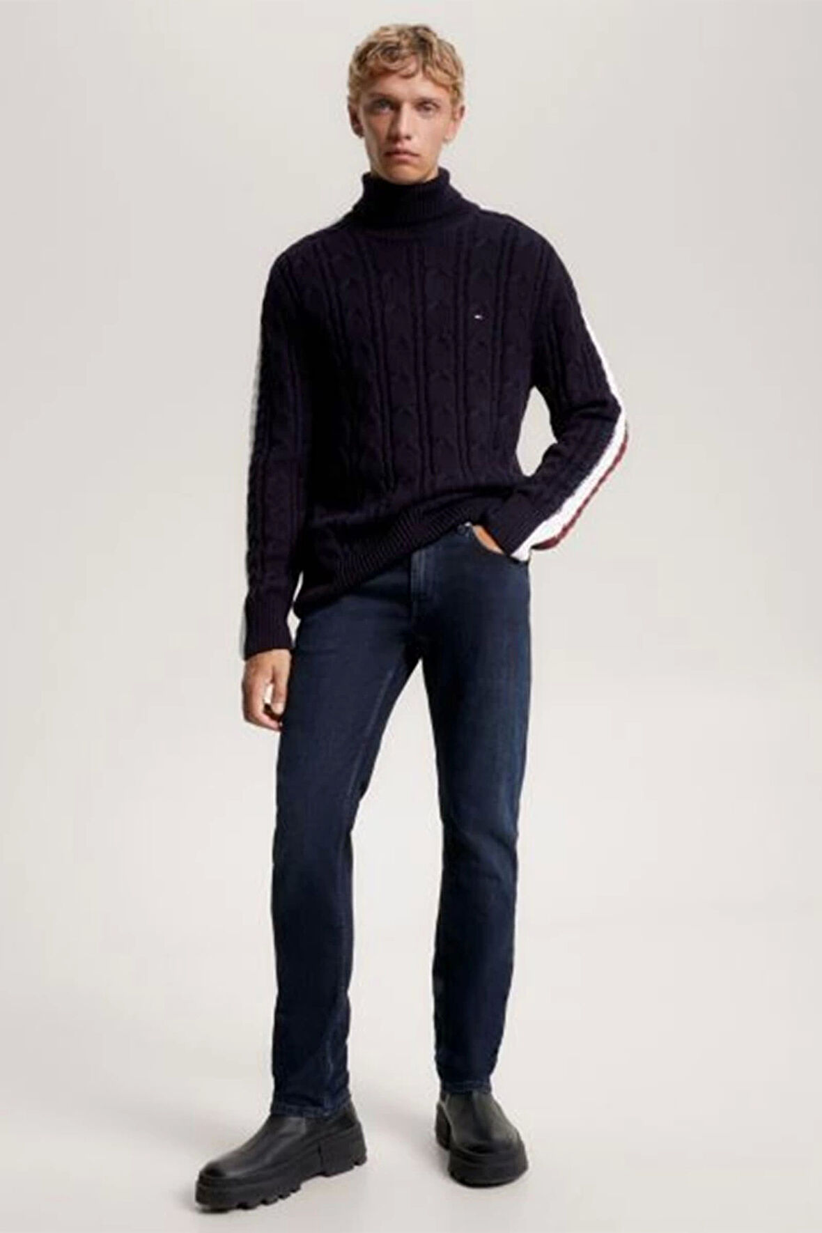 Tommy Hilfiger STRAIGHT DENTON STR MEEK BLUEBLK Erkek Denim Jeans MW0MW333381BL