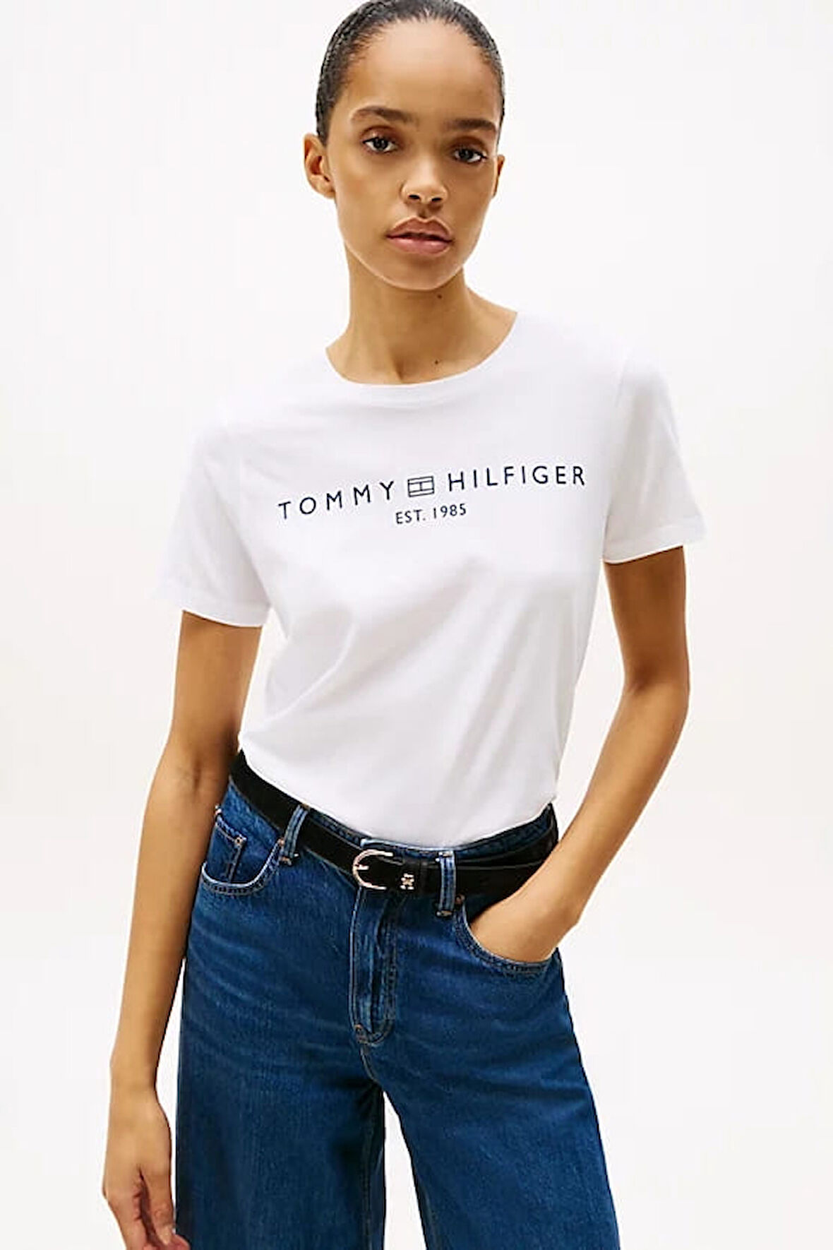 Kadın Th Crew Logolu T-Shirt - Beyaz | XS