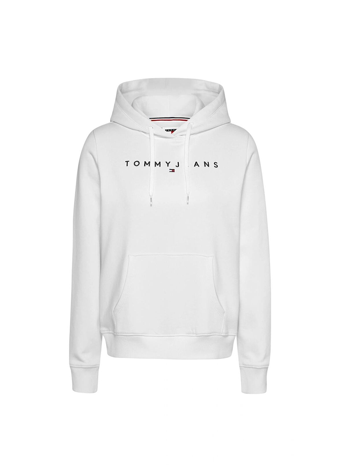 Tommy Jeans Kapüşon Yaka Düz Beyaz Kadın Sweatshırt TJW REG LINEAR HOODIE