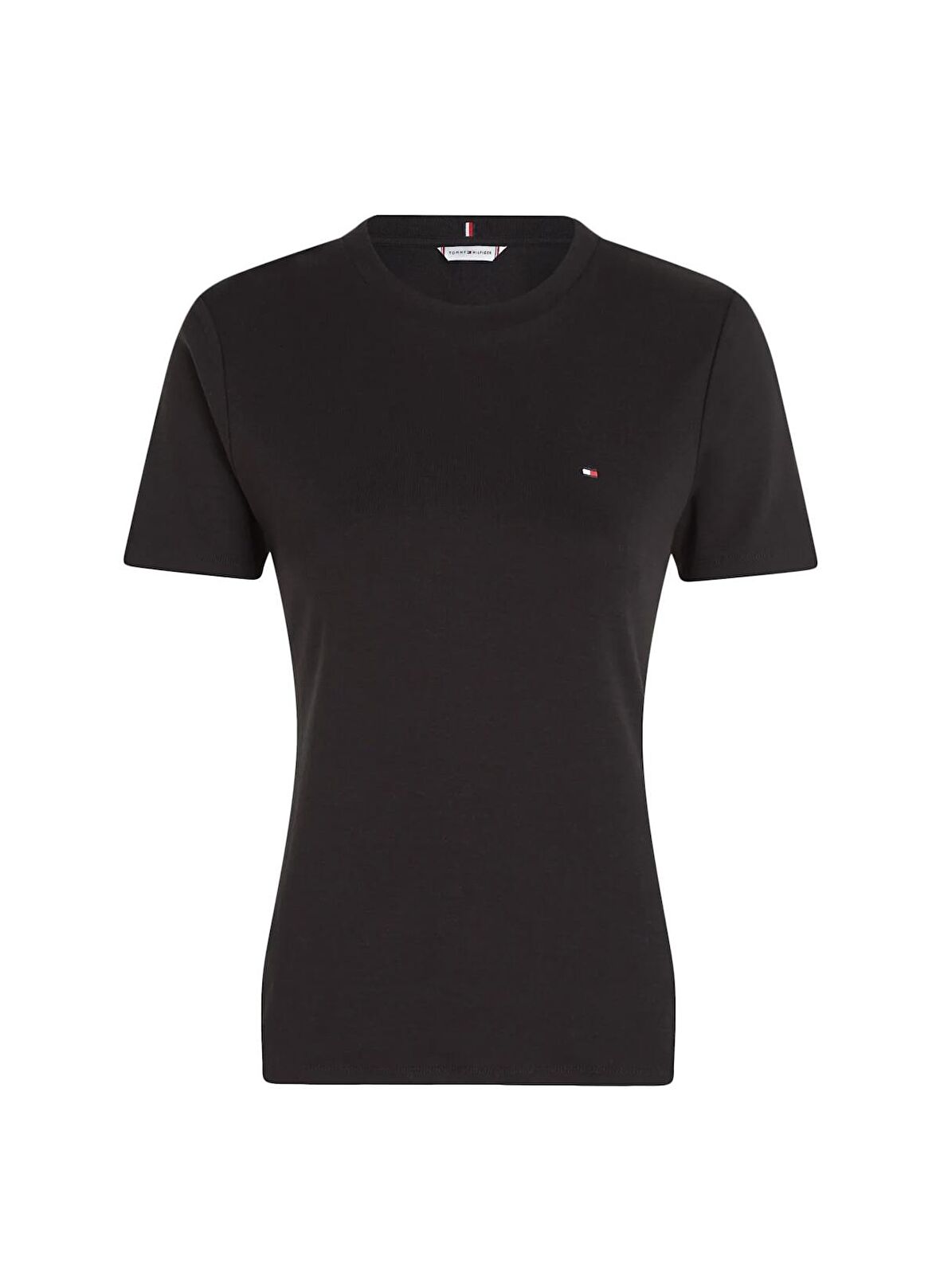 Tommy Hilfiger Bisiklet Yaka Düz Siyah Kadın T-Shirt NEW SLIM CODY C-NK SS