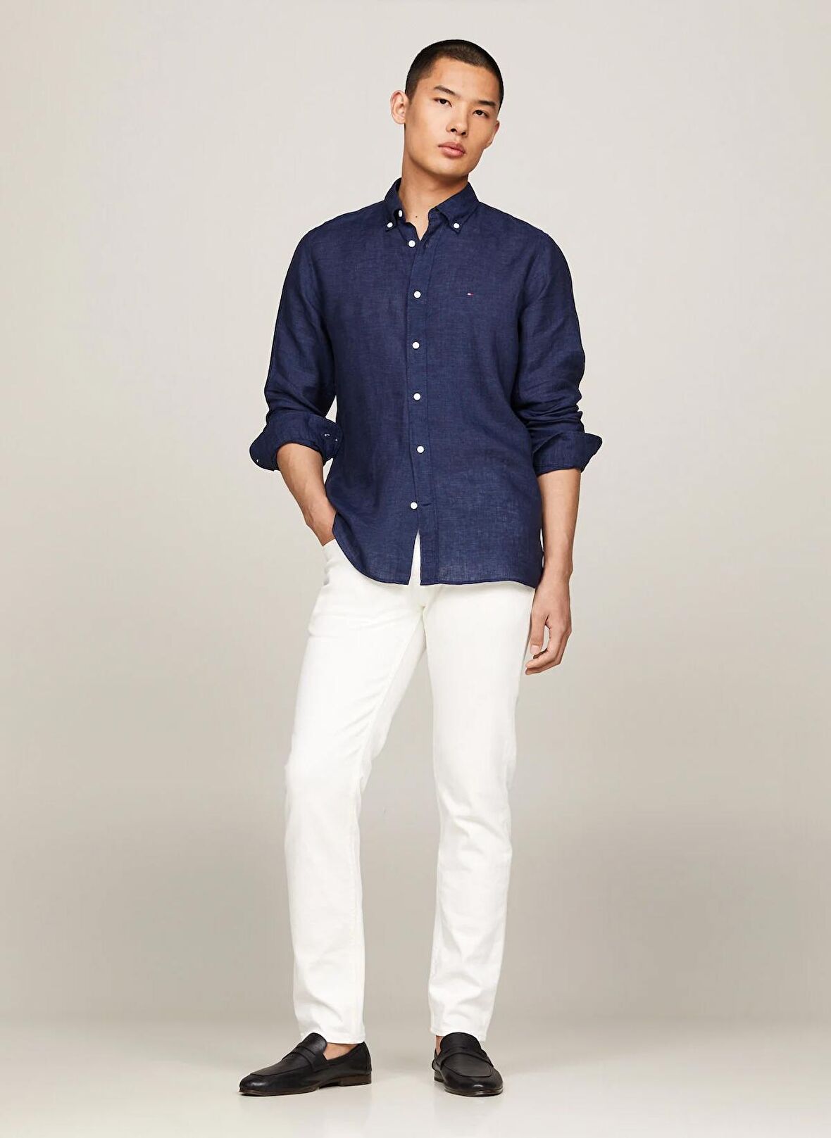Tommy Hilfiger Normal Gömlek Yaka Mavi Erkek Gömlek MW0MW34602DCC