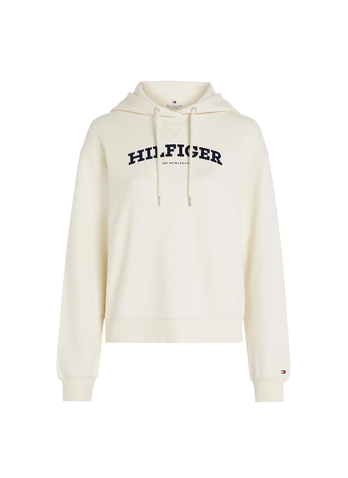 Kapüşon Yaka Baskılı Bej Kadın Sweatshırt REG MONOTYPE FLOCK HOODIE