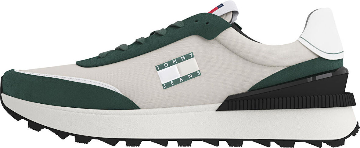 Erkek Marka Logolu Geri Dönüştürülmüş Polyster Üst Kısımlı  Kauçuk ve Doğal Kauçuk Kaplamalı Dış tabanlı Yeşil Sneaker EM0EM01265-CT0