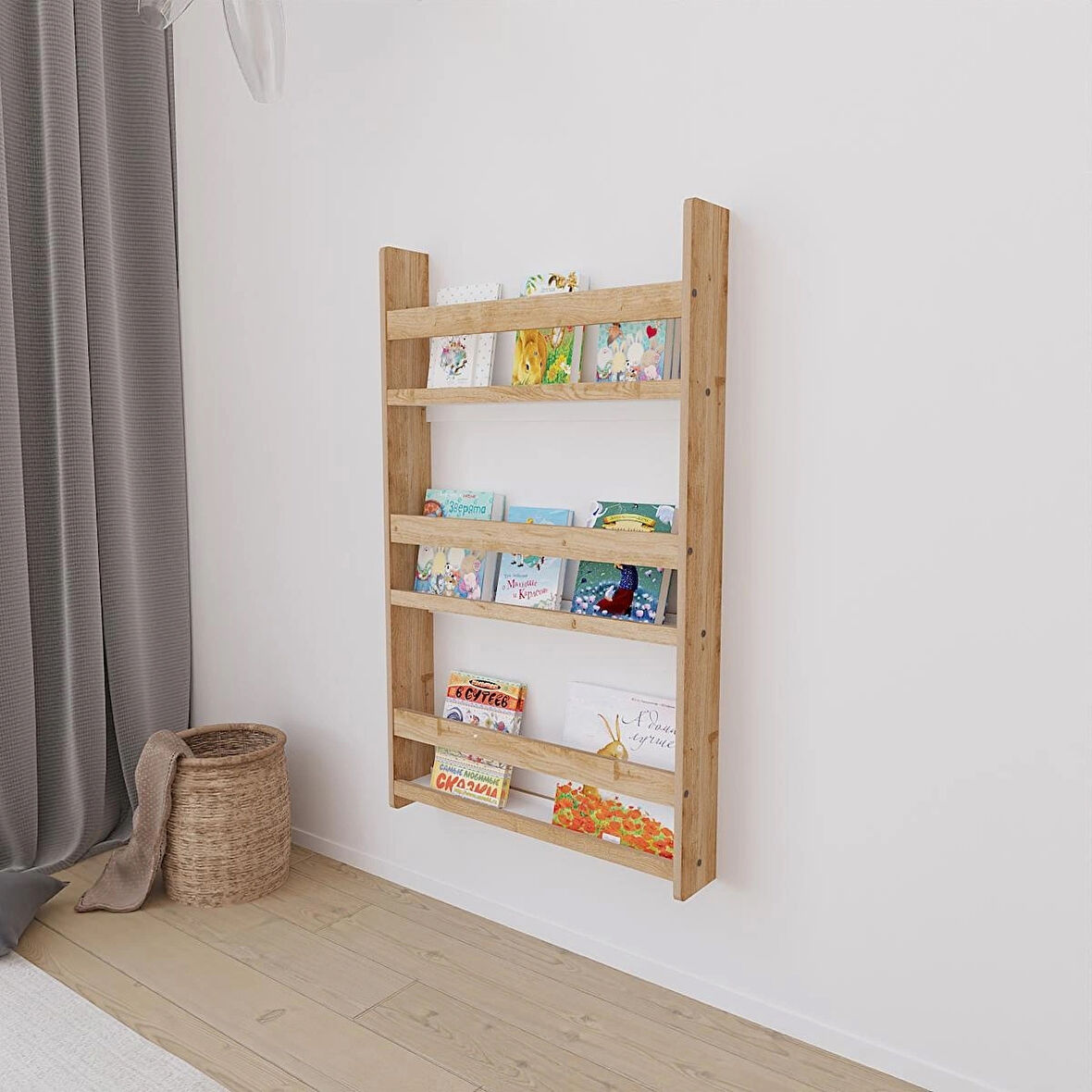 Kumru Montessori Ahşap Duvar Kitaplığı