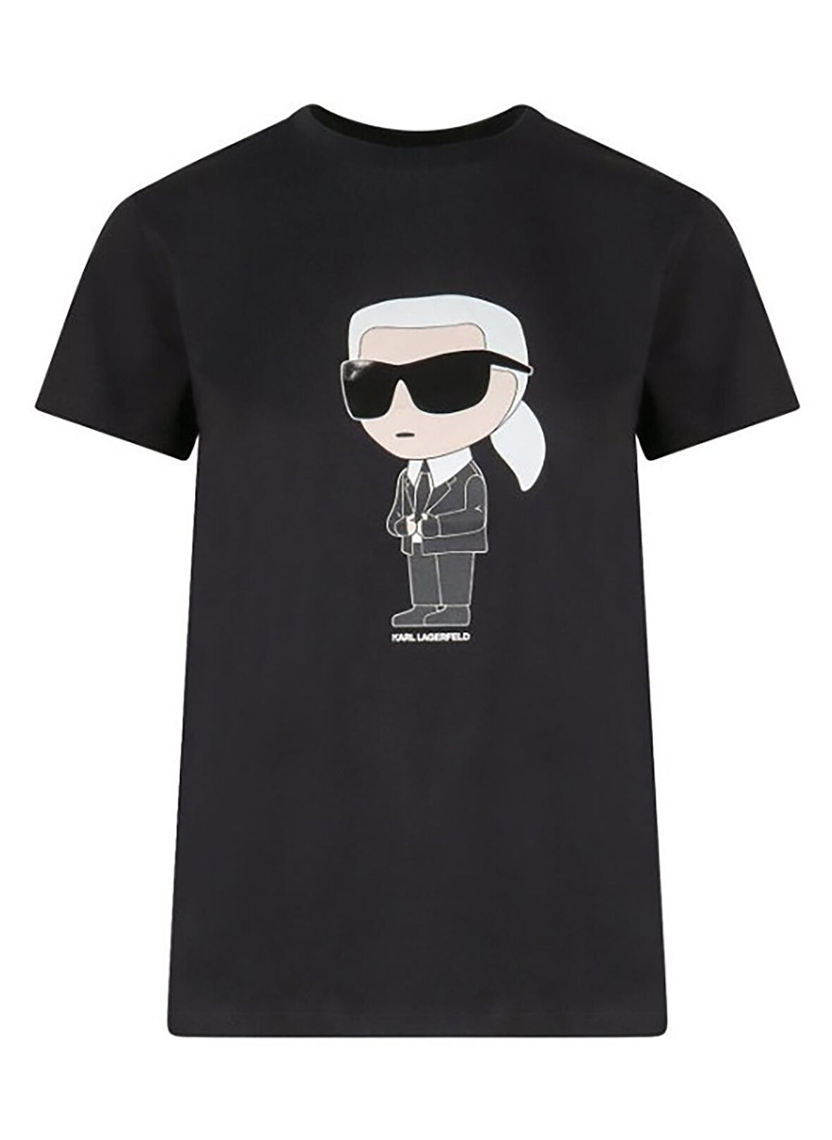 KARL LAGERFELD Bisiklet Yaka Baskılı Siyah Kadın T-Shirt 230W1700