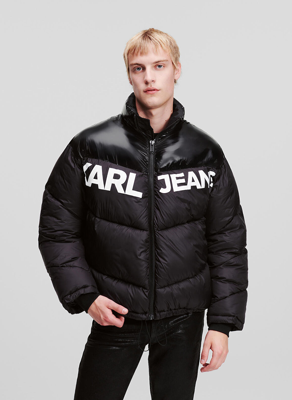 Siyah Erkek Mont 236D1551_KLJ LOGO PUFFER JACKET