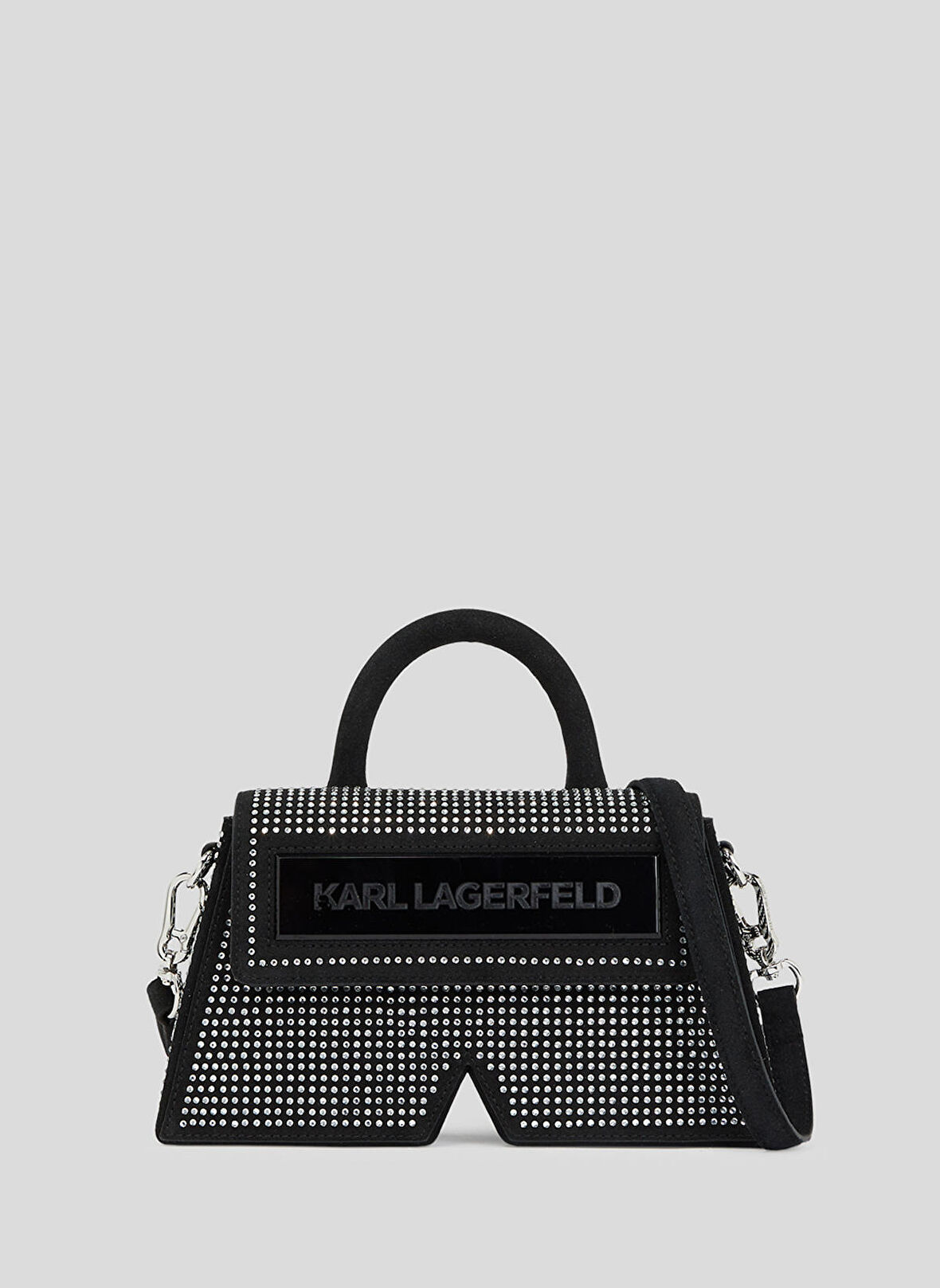 KARL LAGERFELD Siyah - Gümüş Kadın 25,5x15x6,5 cm Deri Çapraz Çanta 236W3179999