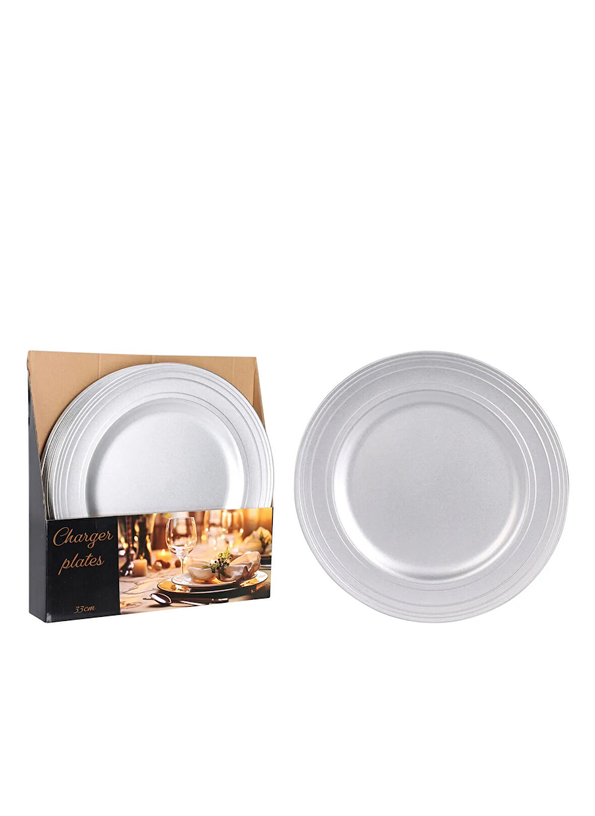 Boyner Evde 1 Adet Plastik Gümüş Servis Tabağı XMS Gumus Renkli Plastik 33cm