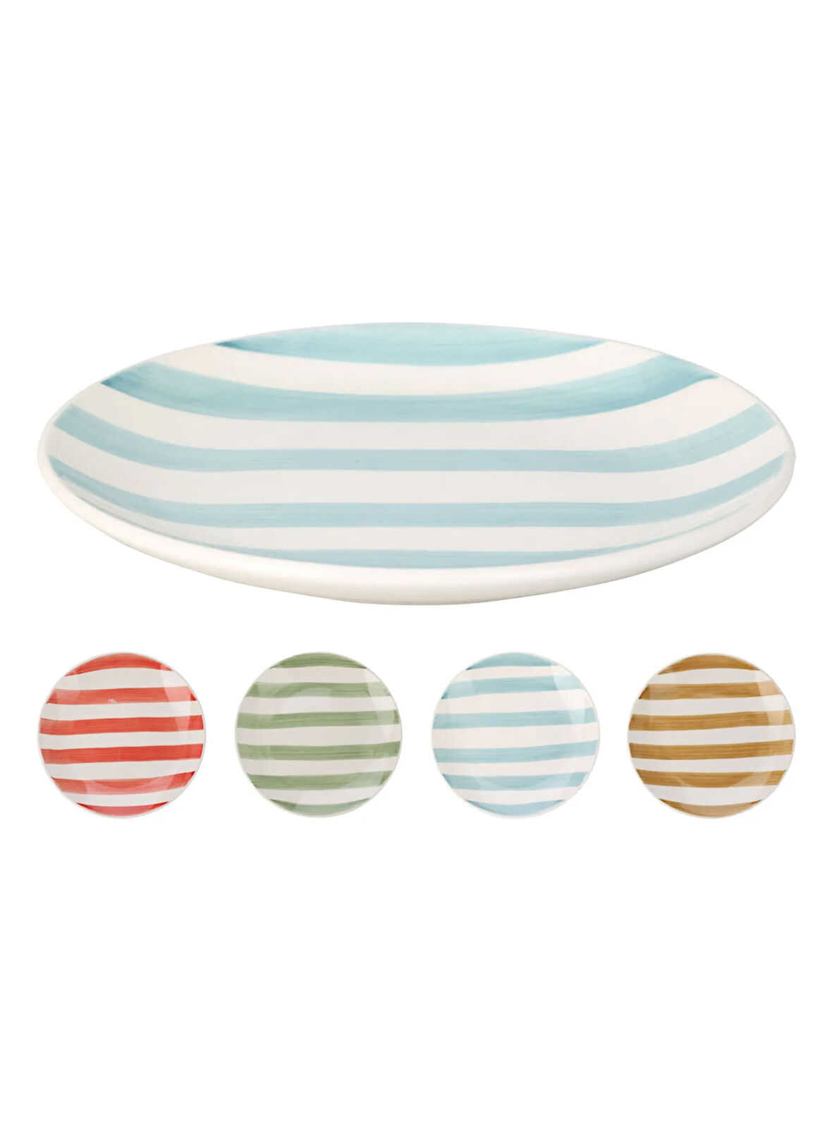 Boyner Evde 1 Adet Seramik Çok Renkli Pasta Tabağı SOFT DESENLİ ÇİZGİLİ 19CM 4 ASS.